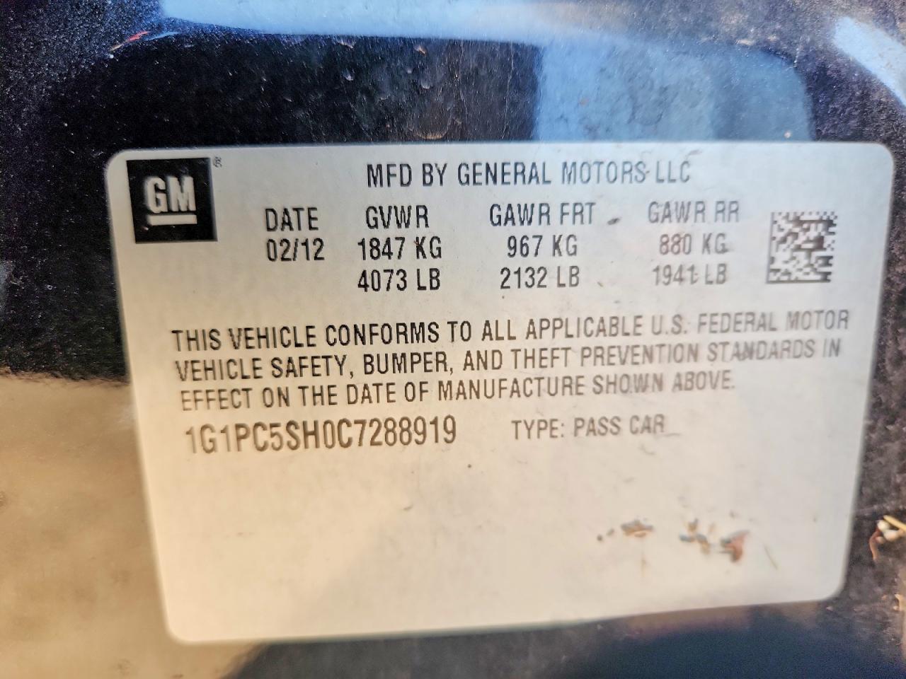 2012 Chevrolet Cruze Ls Black vin: 1G1PC5SH0C7288919