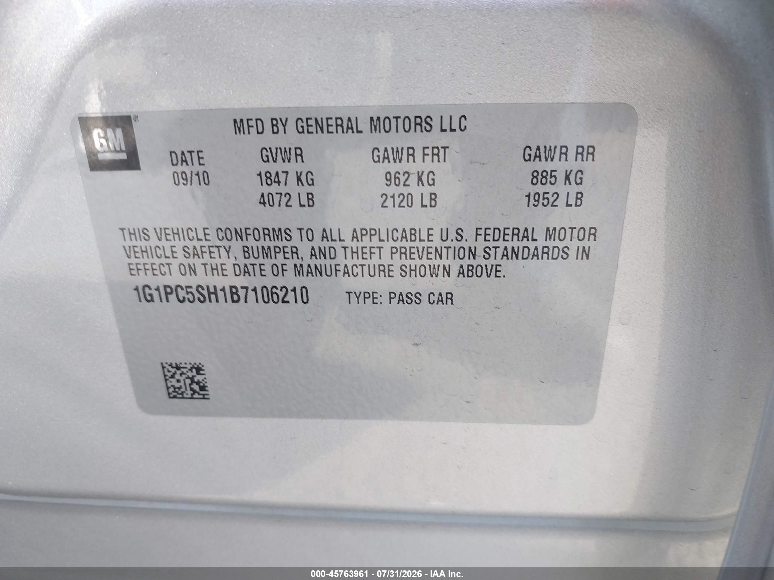 2011 Chevrolet Cruze Ls Silver vin: 1G1PC5SH1B7106210