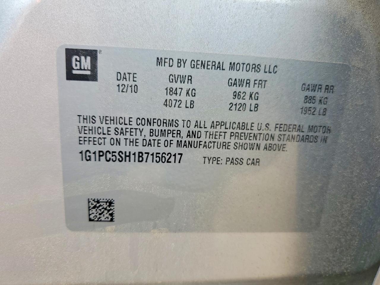 2011 Chevrolet Cruze Ls Silver vin: 1G1PC5SH1B7156217