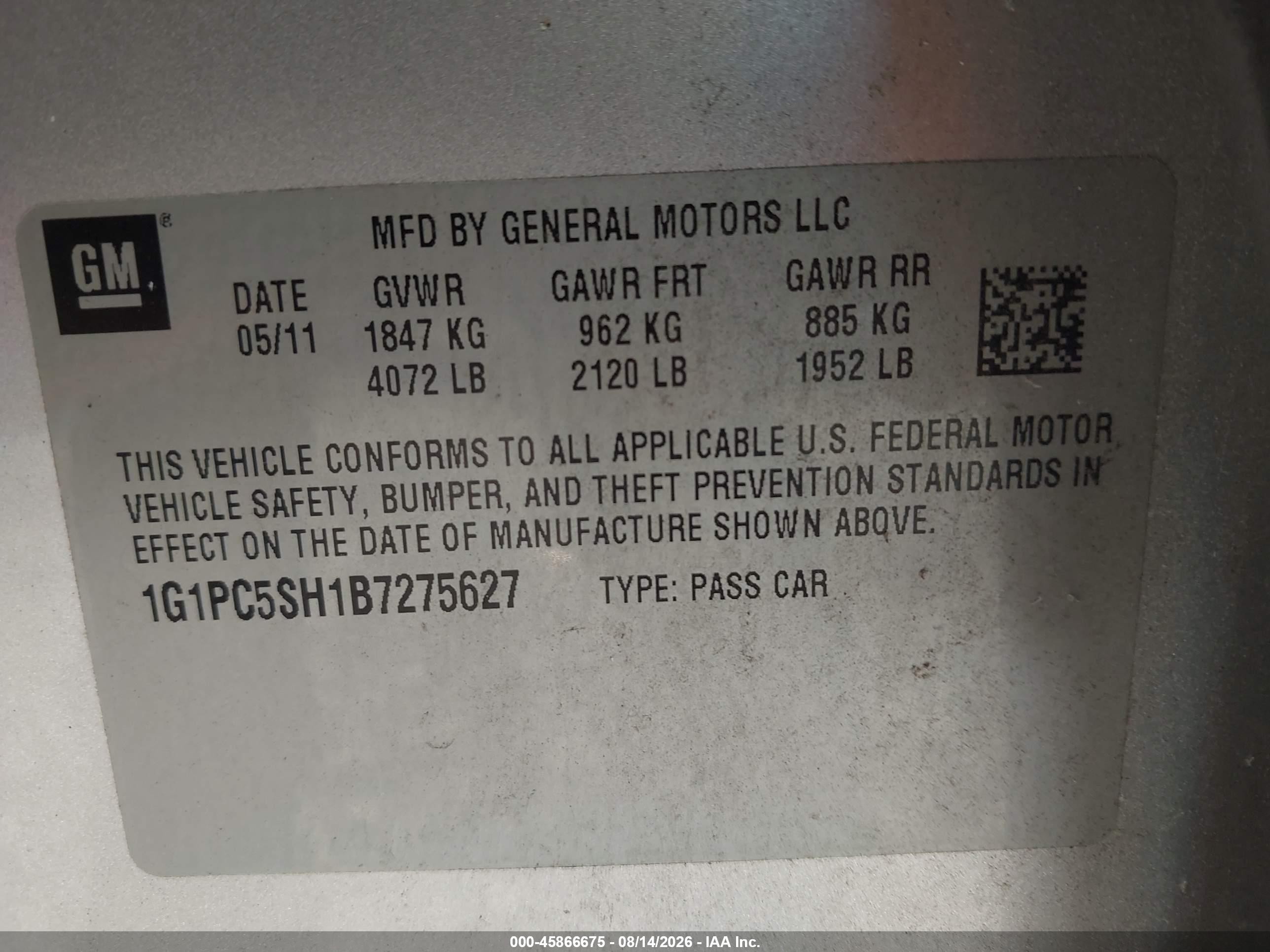 2011 Chevrolet Cruze Ls Silver vin: 1G1PC5SH1B7275627