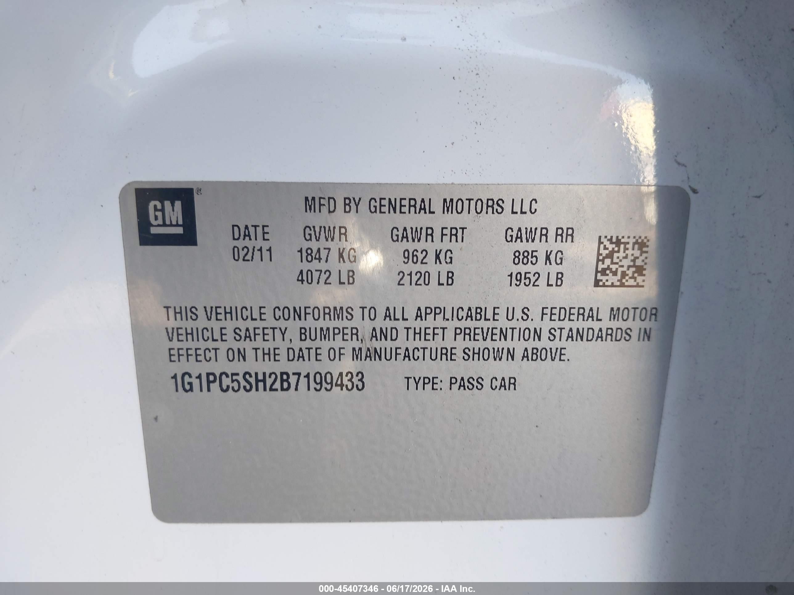 2011 Chevrolet Cruze Ls White vin: 1G1PC5SH2B7199433