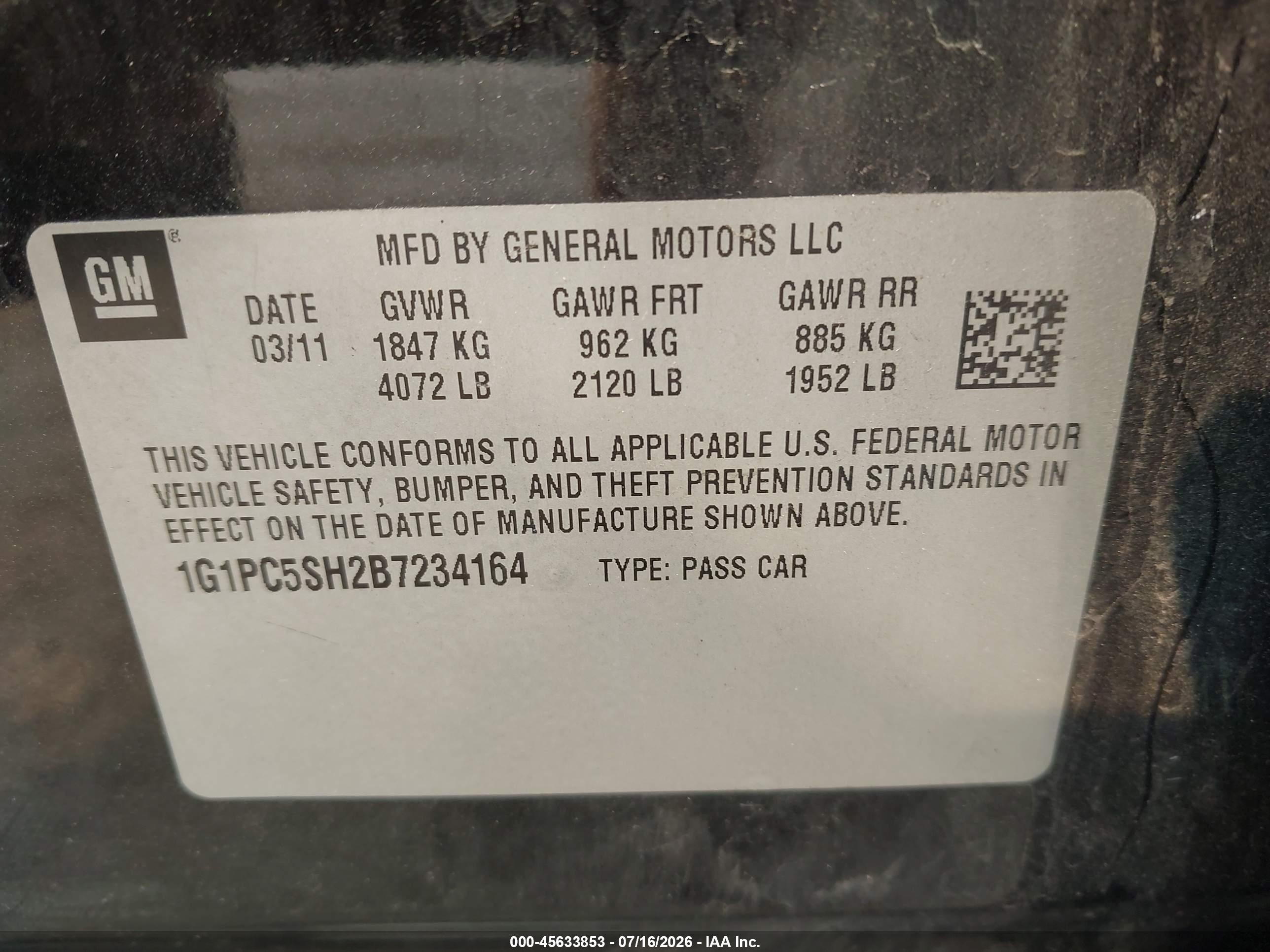 2011 Chevrolet Cruze Ls Black vin: 1G1PC5SH2B7234164