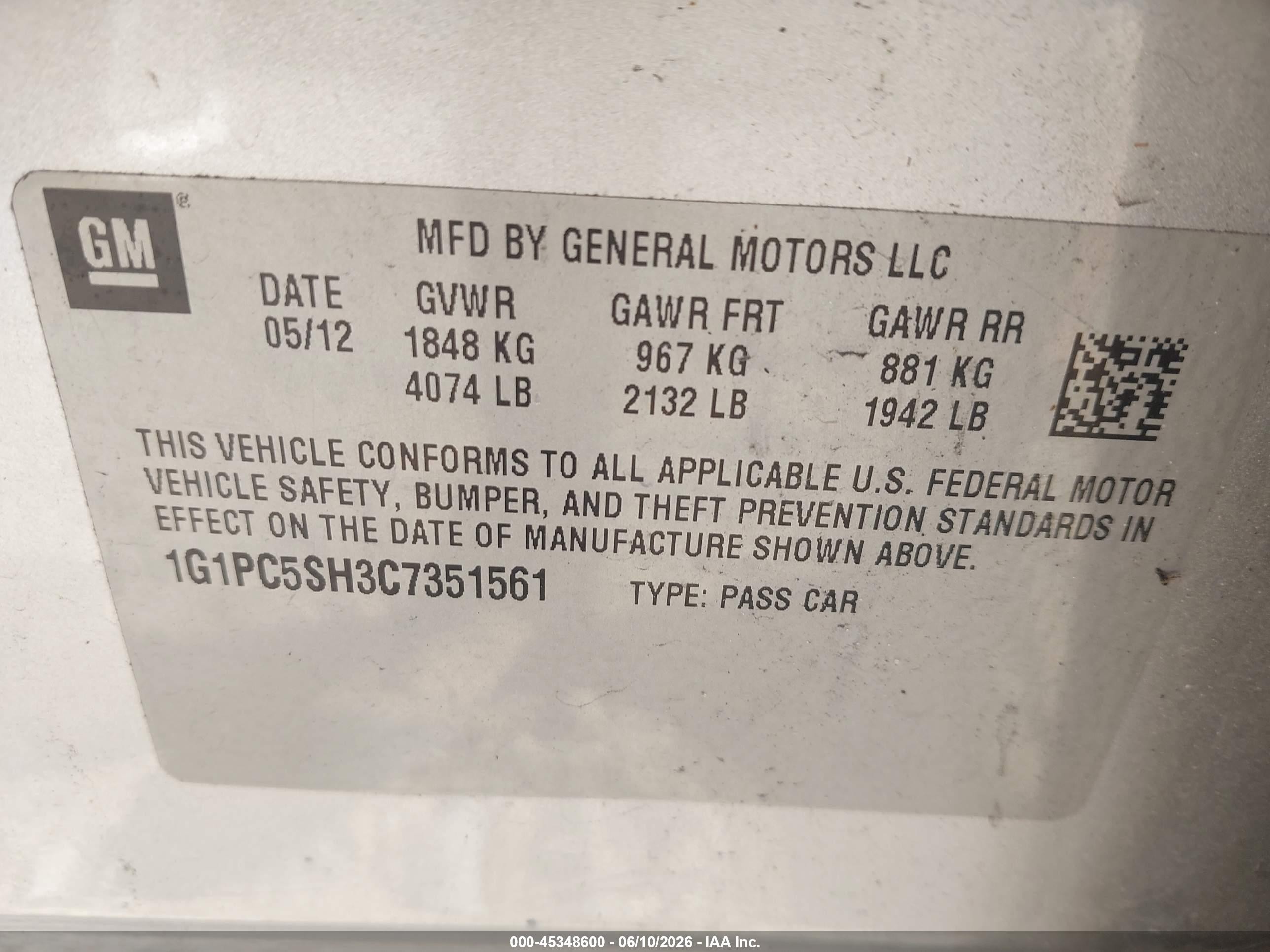 2012 Chevrolet Cruze Ls Gray vin: 1G1PC5SH3C7351561