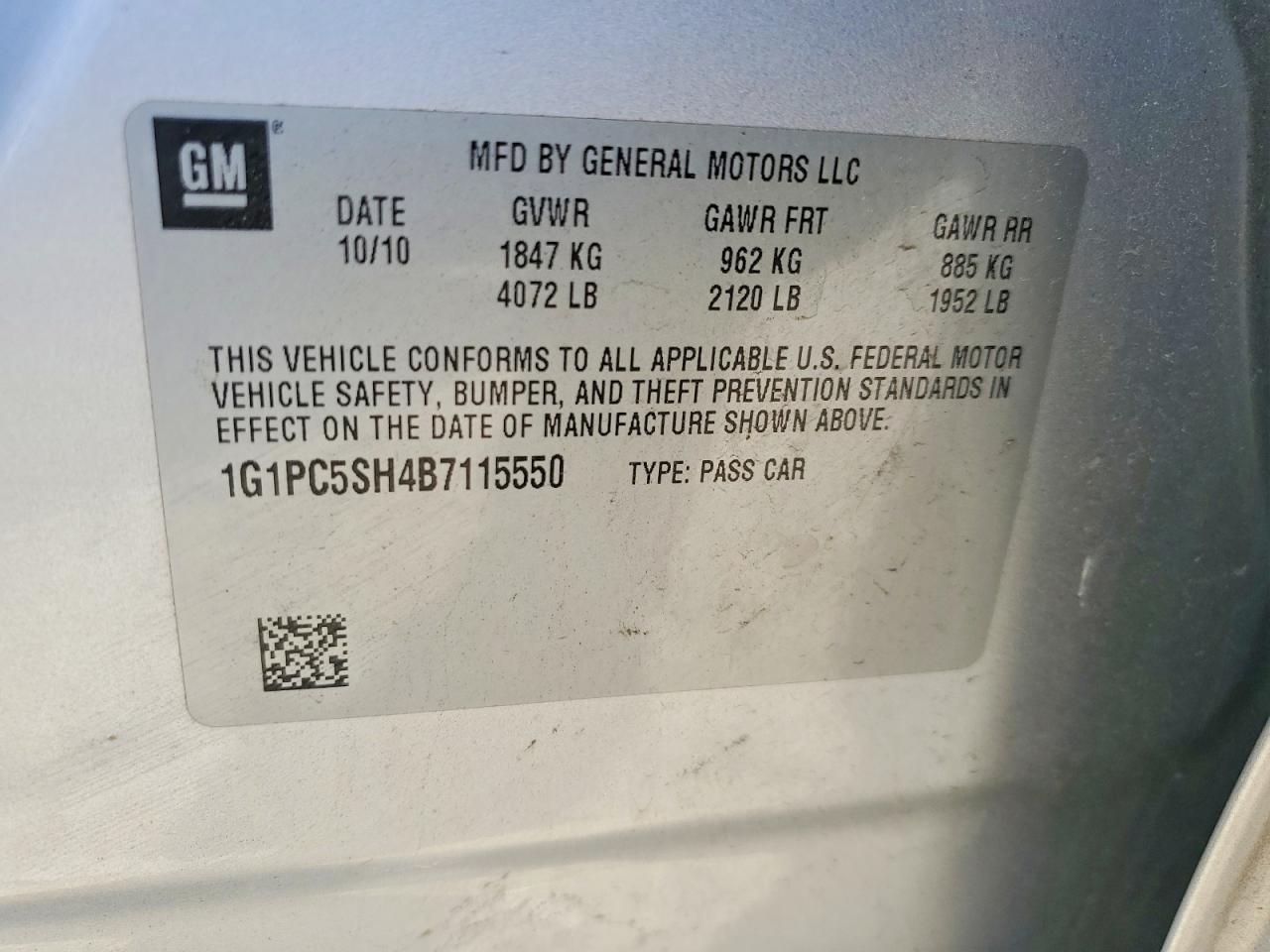 2011 Chevrolet Cruze Ls Silver vin: 1G1PC5SH4B7115550