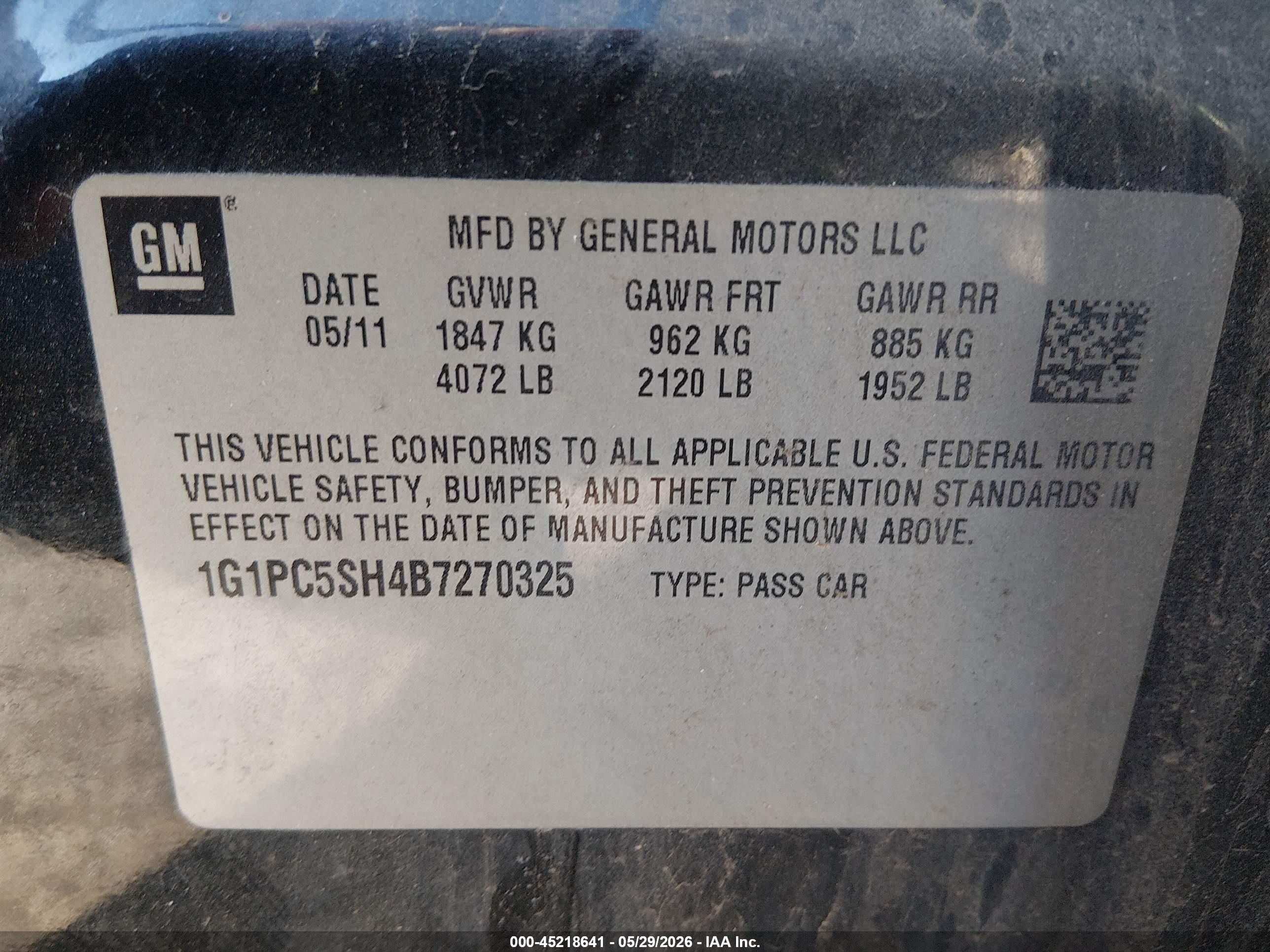 2011 Chevrolet Cruze Ls Black vin: 1G1PC5SH4B7270325
