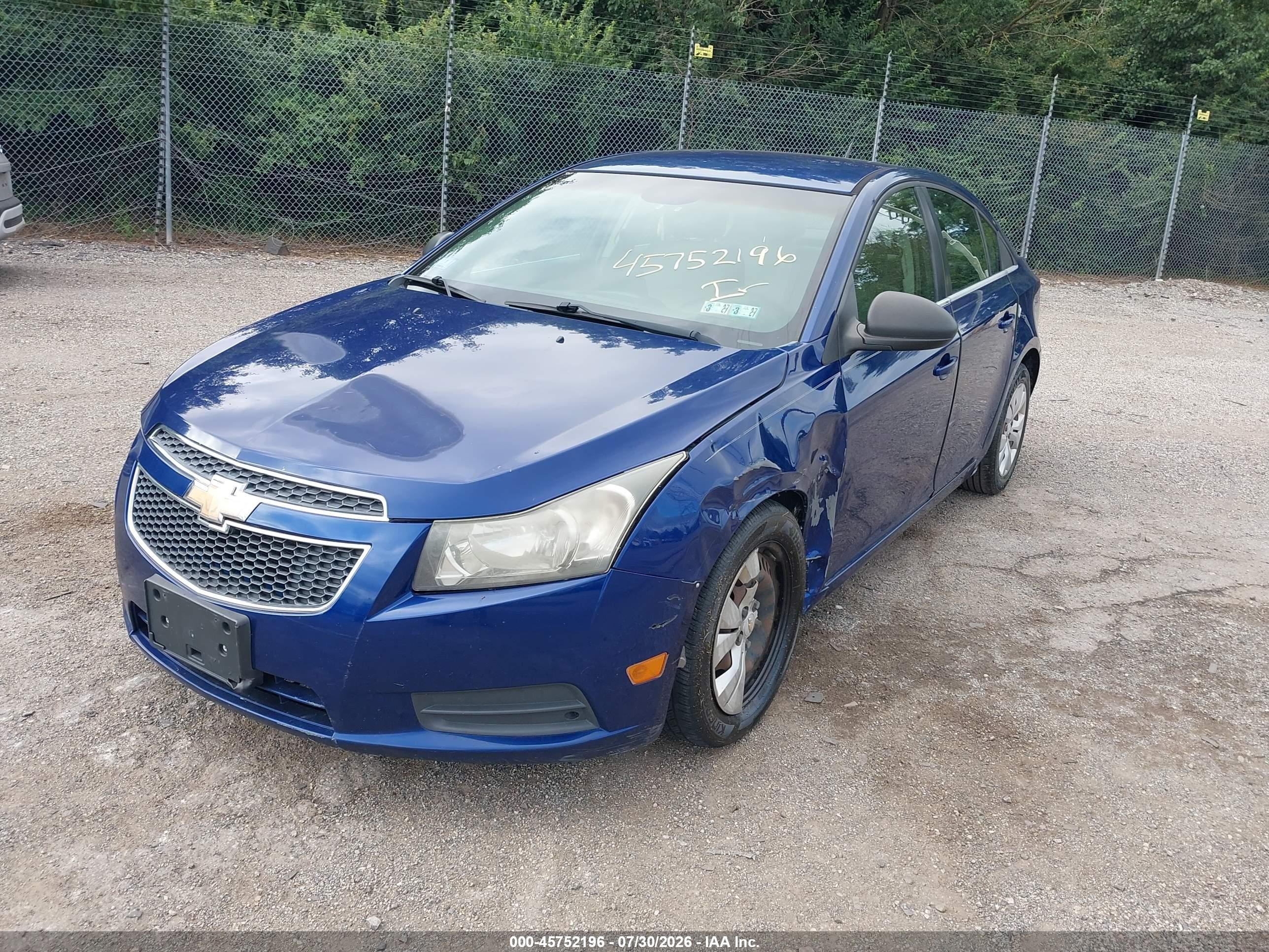 2012 Chevrolet Cruze Ls Blue vin: 1G1PC5SH4C7192226
