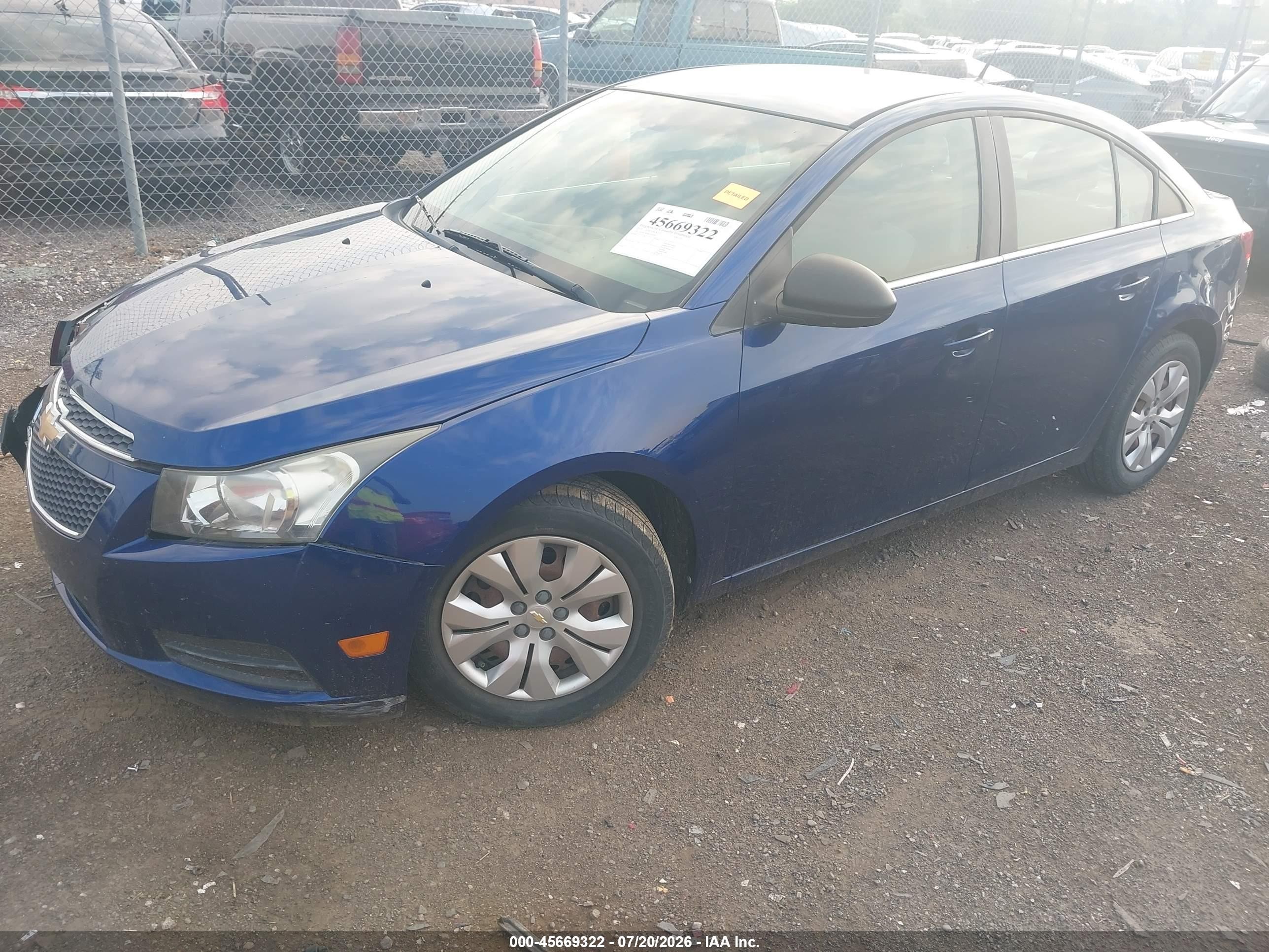 2012 Chevrolet Cruze Ls Blue vin: 1G1PC5SH4C7246382