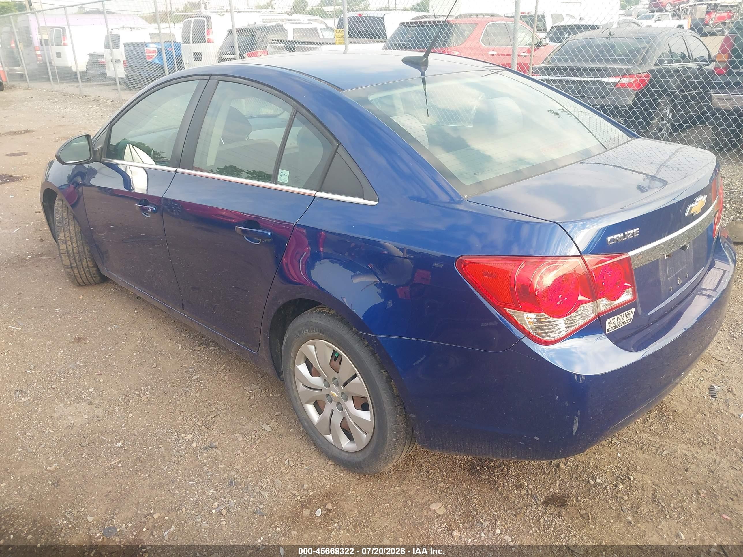 2012 Chevrolet Cruze Ls Blue vin: 1G1PC5SH4C7246382