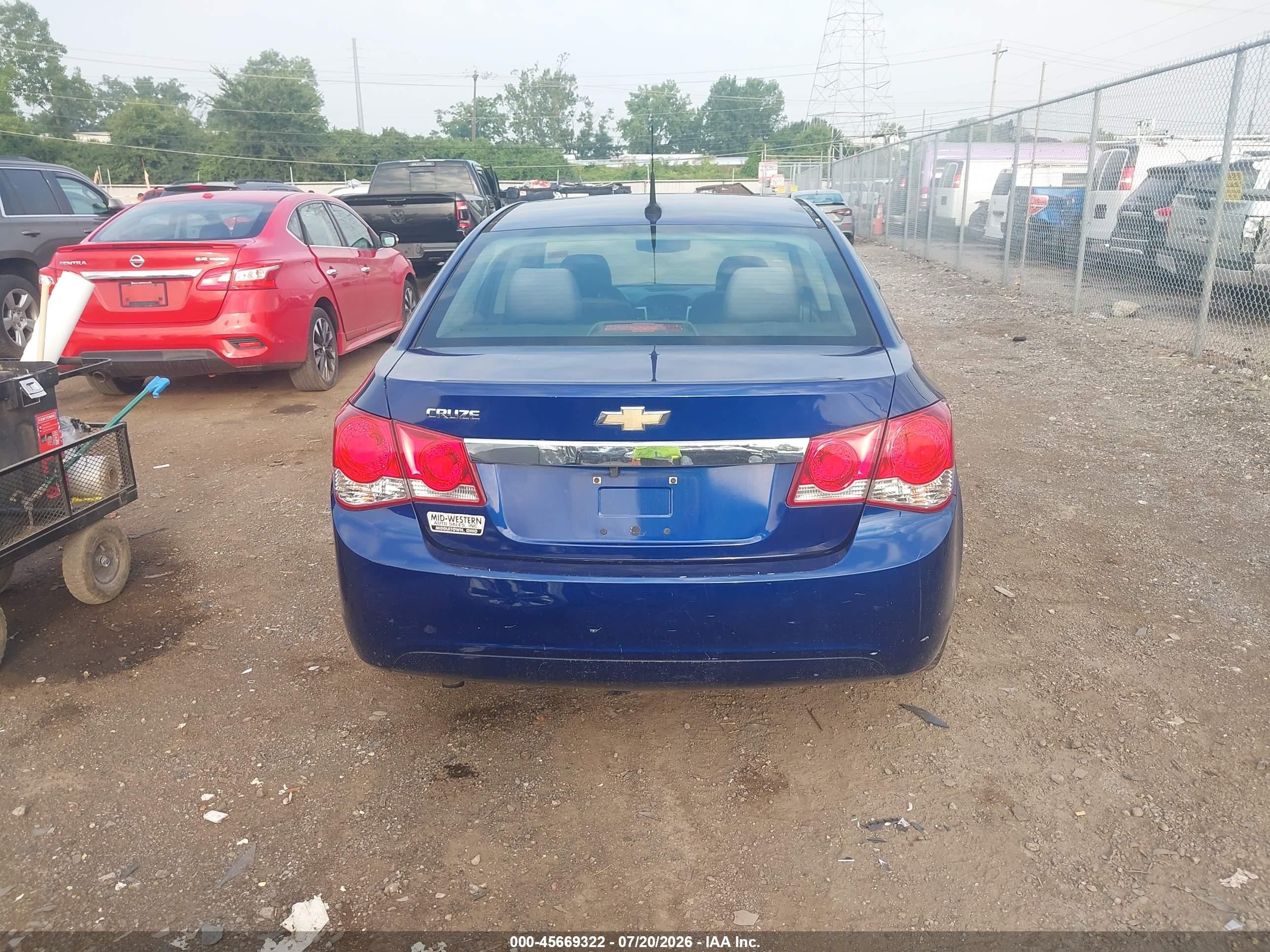 2012 Chevrolet Cruze Ls Blue vin: 1G1PC5SH4C7246382