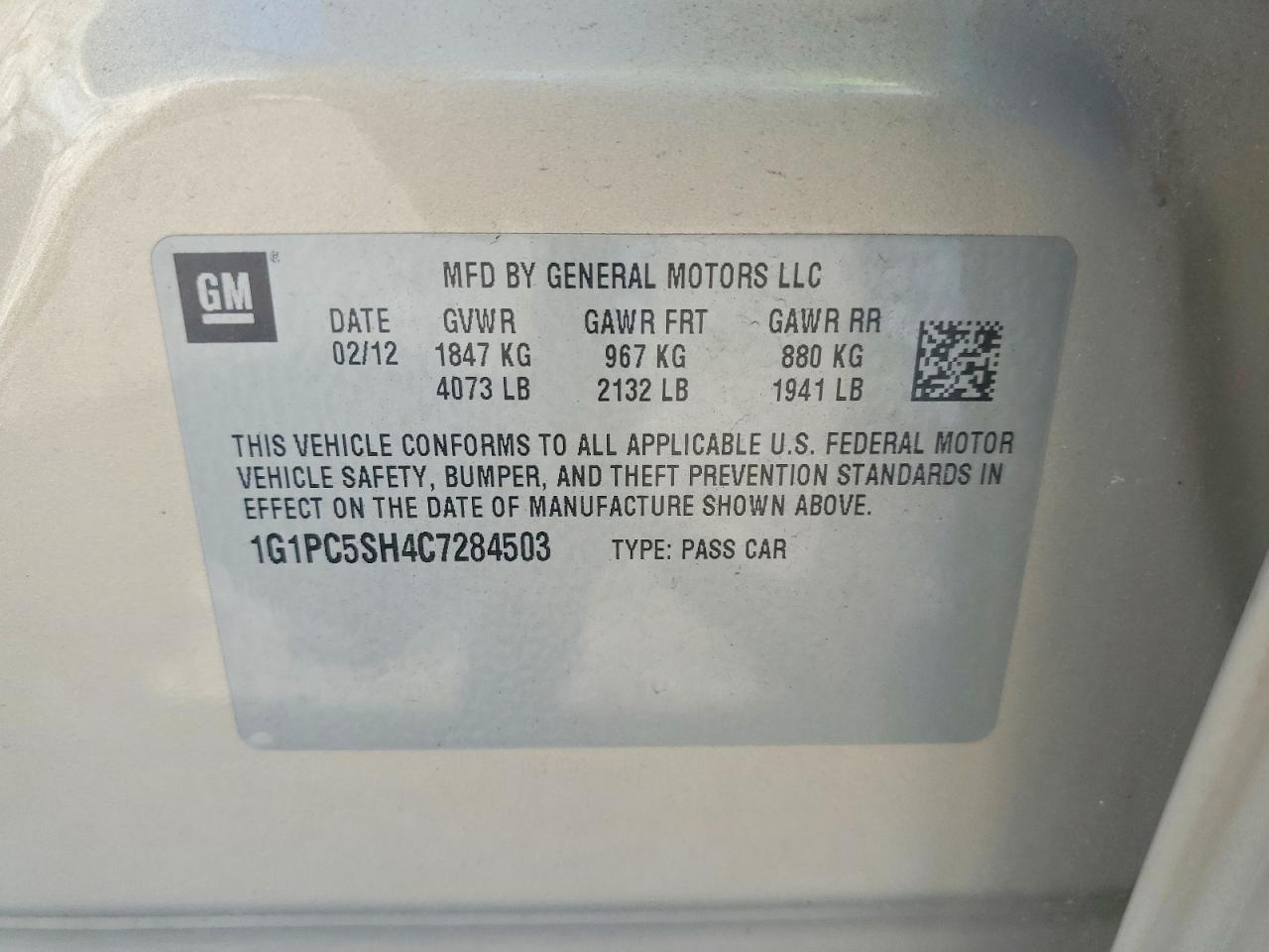 2012 Chevrolet Cruze Ls Gold vin: 1G1PC5SH4C7284503