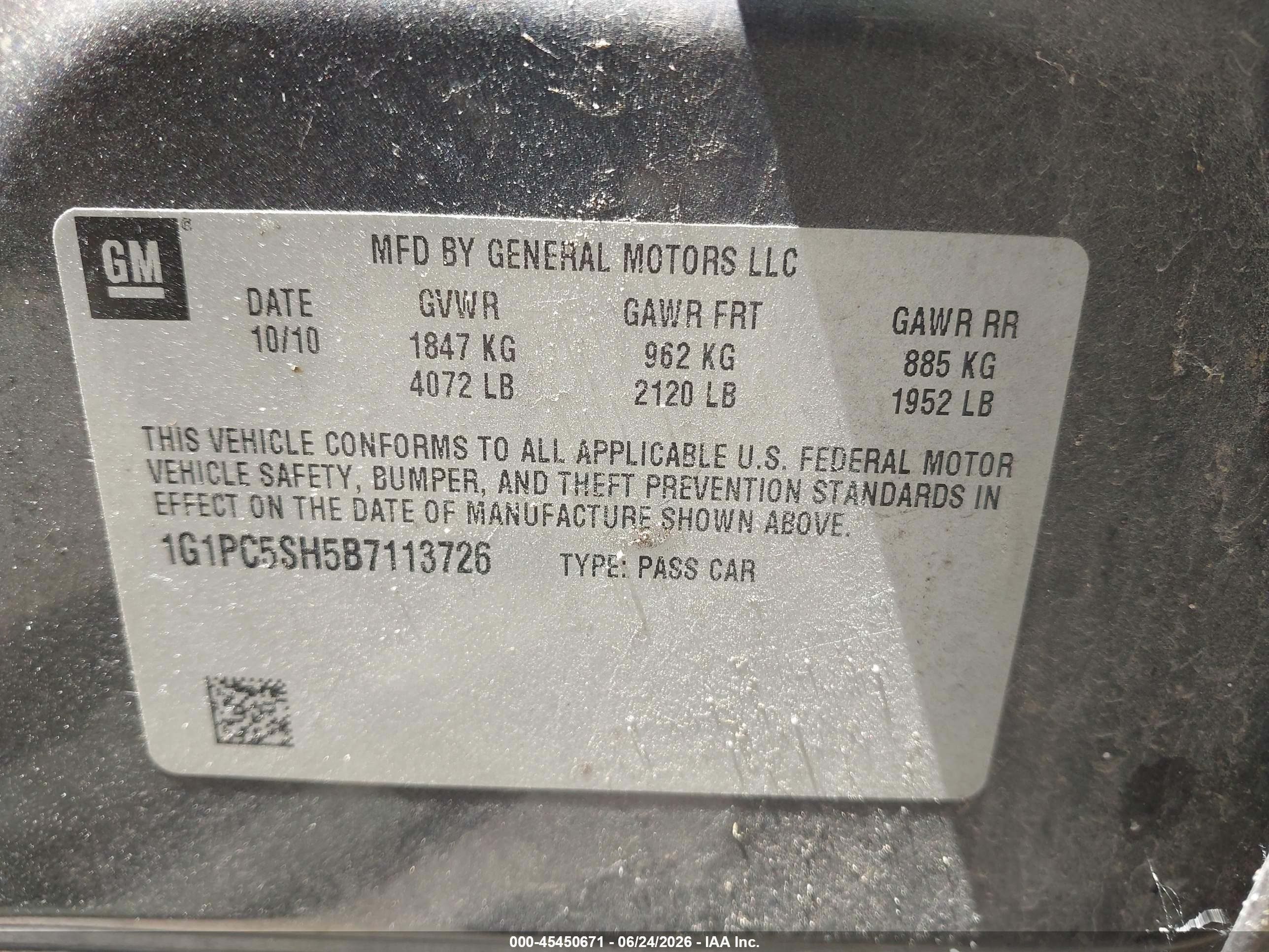 2011 Chevrolet Cruze Ls Gray vin: 1G1PC5SH5B7113726