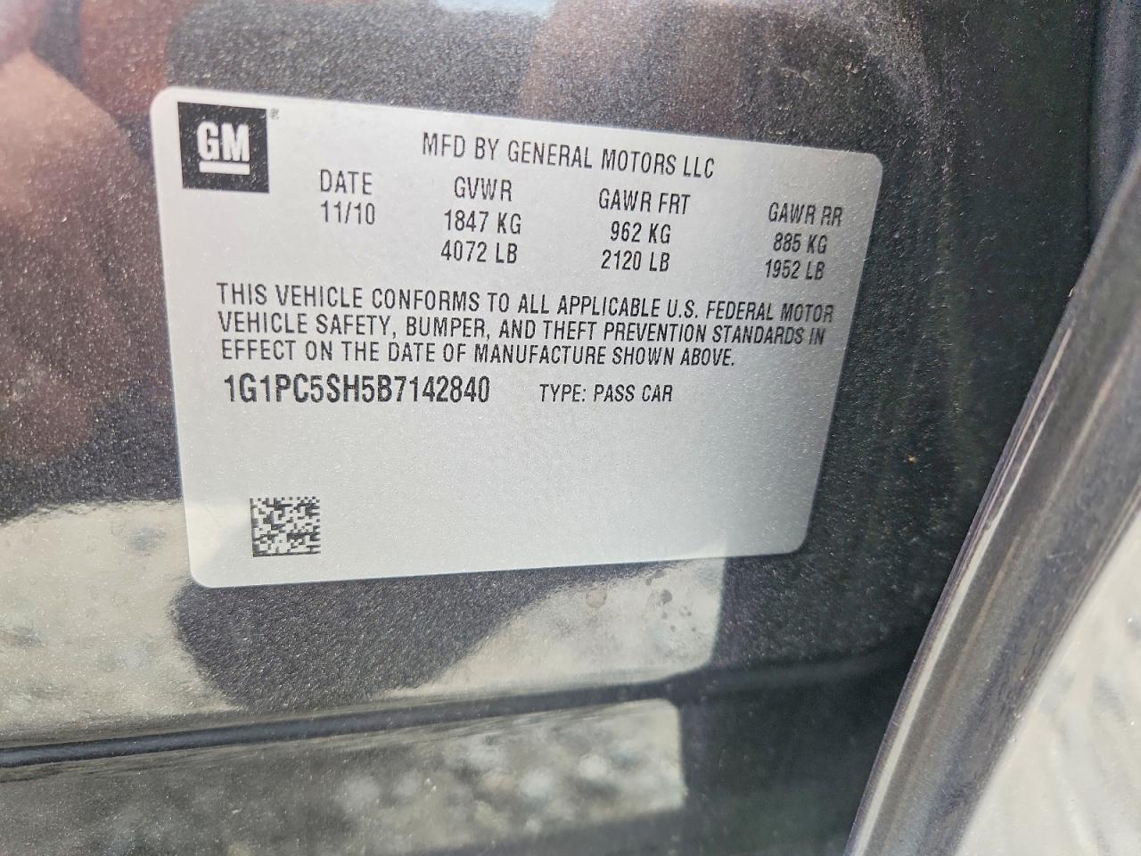 2011 Chevrolet Cruze Ls Gray vin: 1G1PC5SH5B7142840