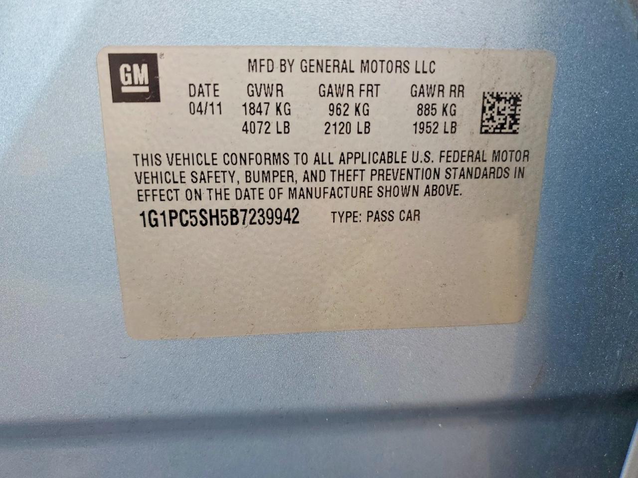 2011 Chevrolet Cruze Ls Blue vin: 1G1PC5SH5B7239942