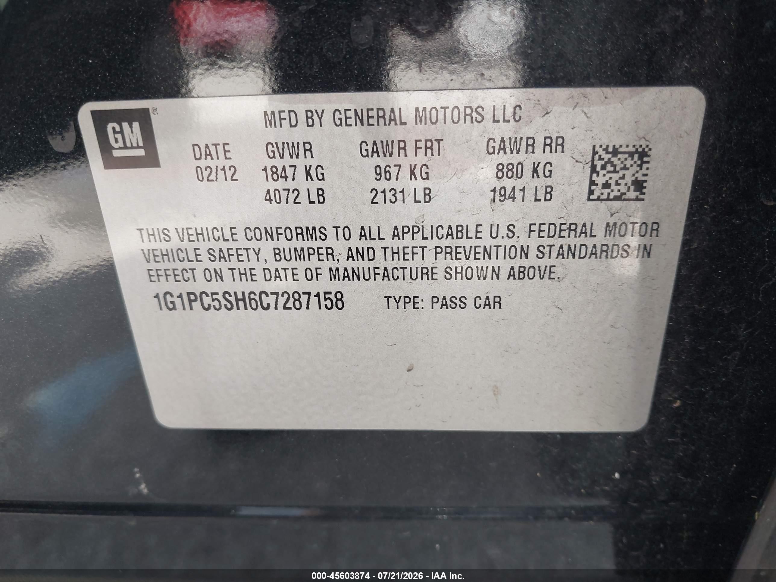 2012 Chevrolet Cruze Ls Black vin: 1G1PC5SH6C7287158