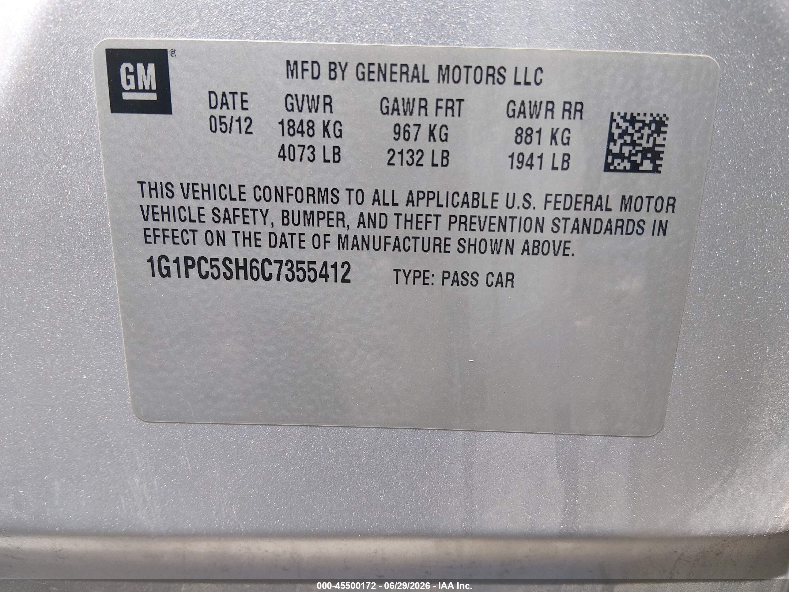 2012 Chevrolet Cruze Ls Silver vin: 1G1PC5SH6C7355412