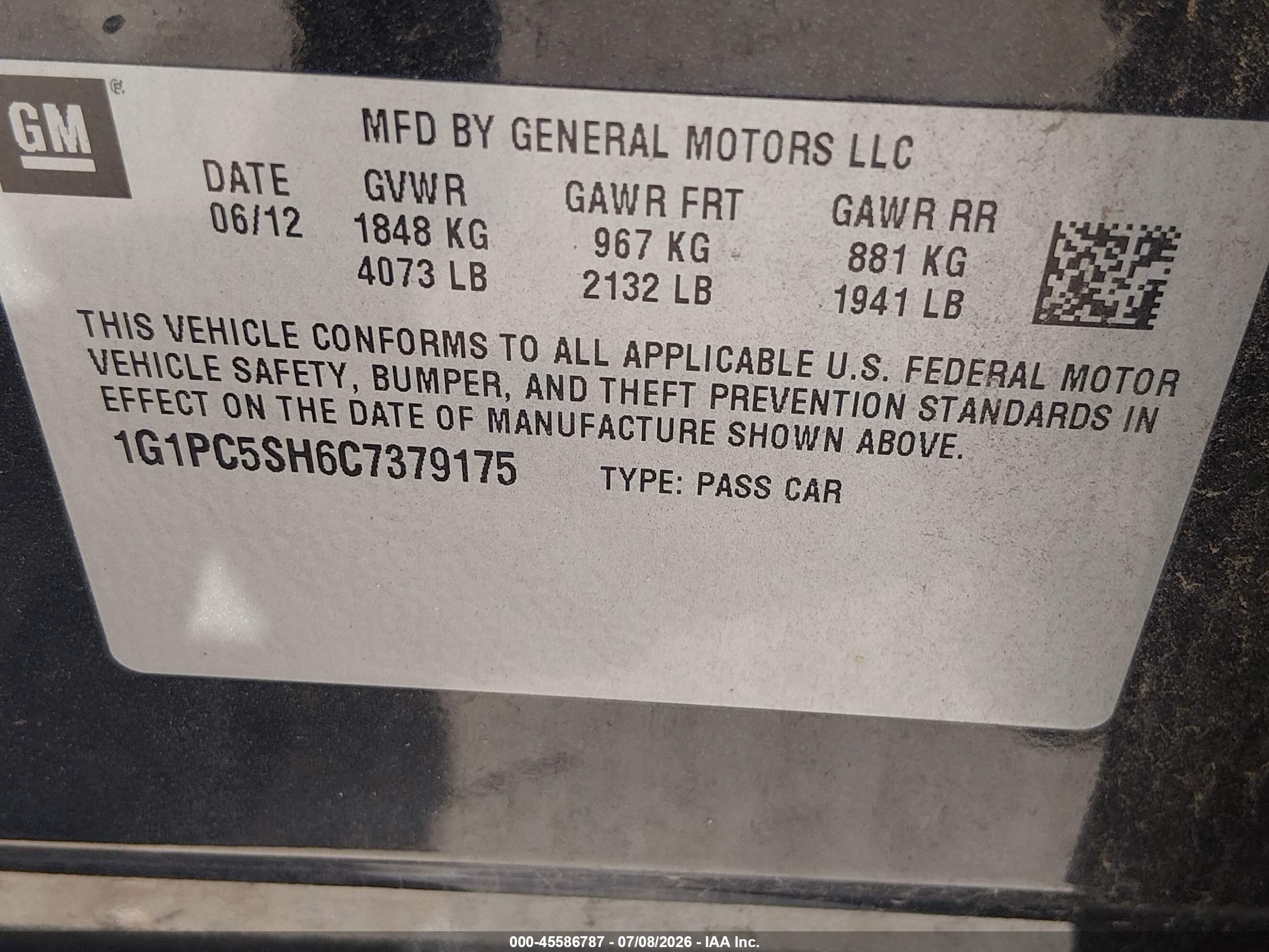 2012 Chevrolet Cruze Ls Черный vin: 1G1PC5SH6C7379175