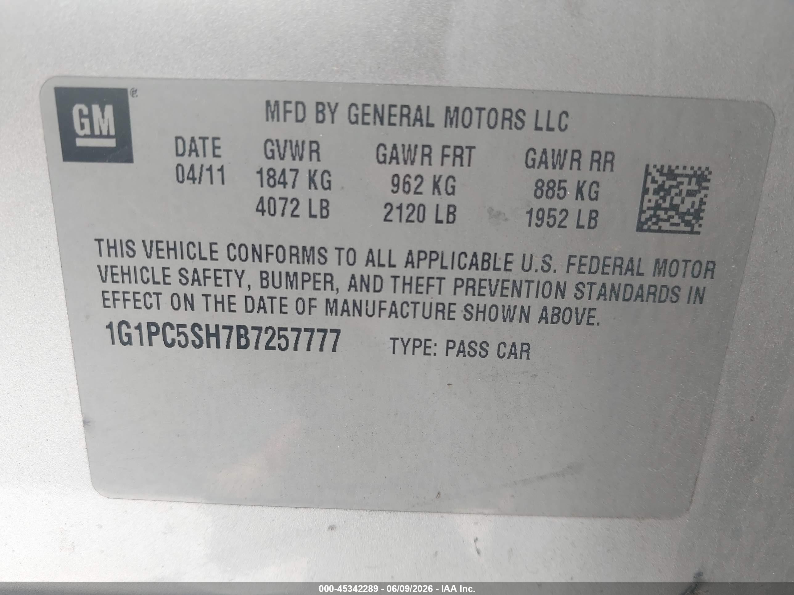 2011 Chevrolet Cruze Ls Silver vin: 1G1PC5SH7B7257777