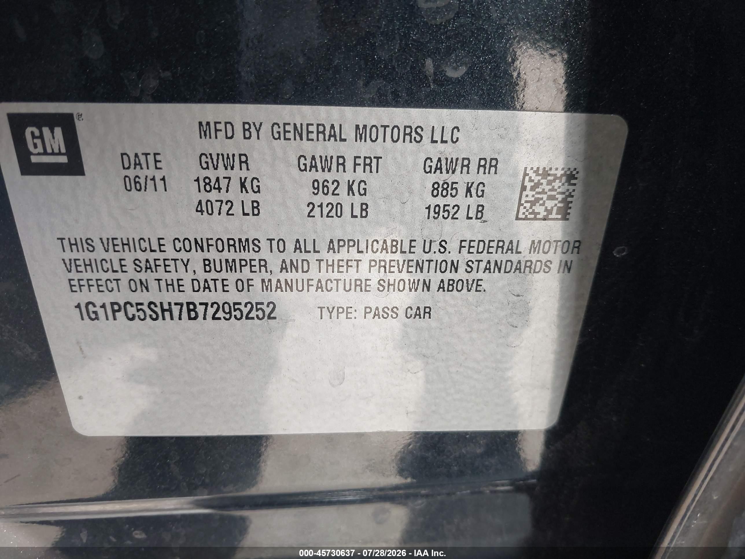 2011 Chevrolet Cruze Ls Gray vin: 1G1PC5SH7B7295252