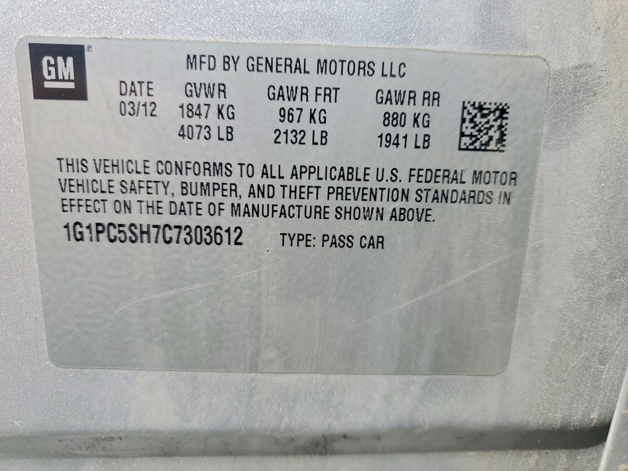 2012 Chevrolet Cruze Ls Silver vin: 1G1PC5SH7C7303612