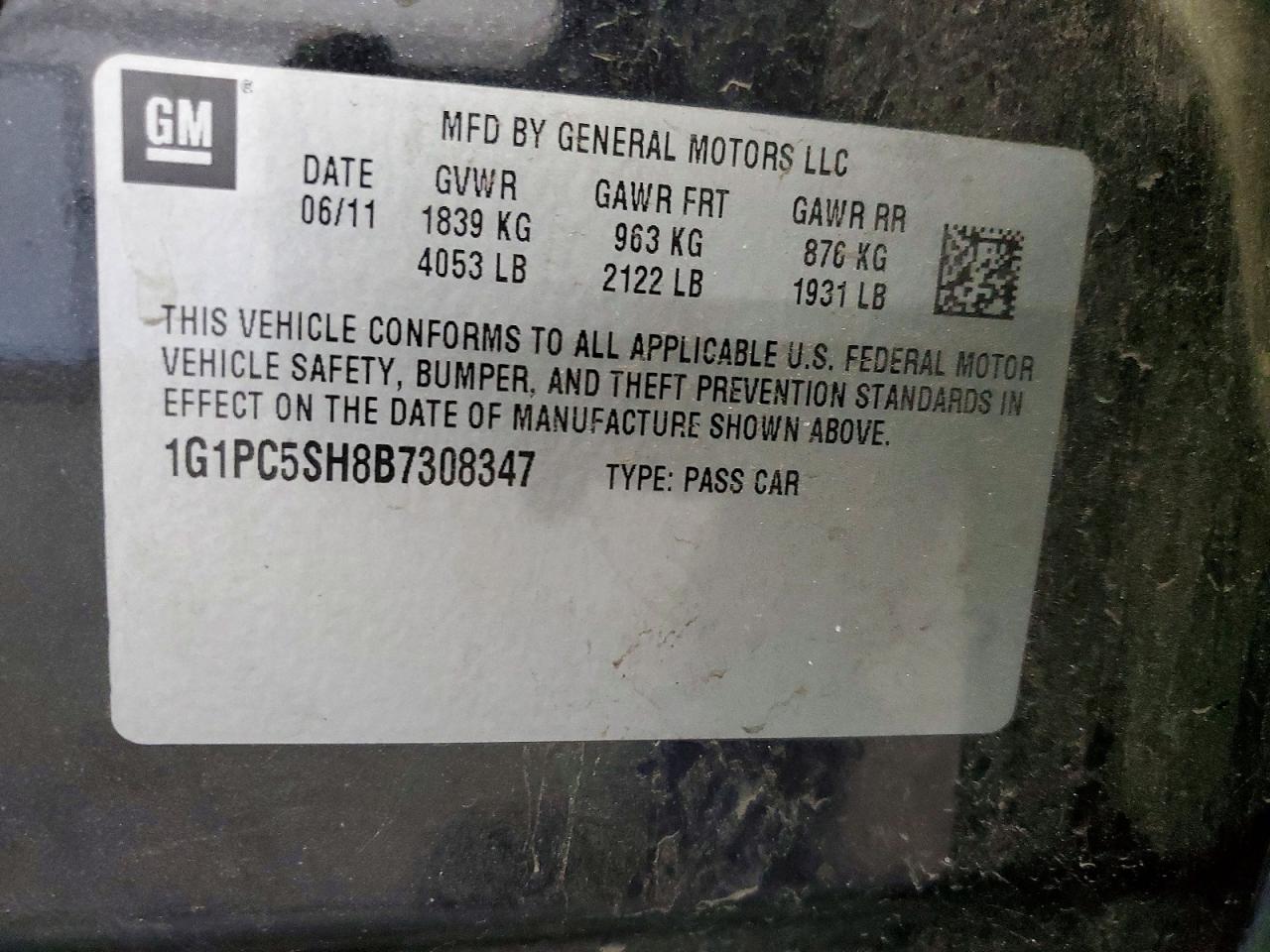 2011 Chevrolet Cruze Ls Black vin: 1G1PC5SH8B7308347