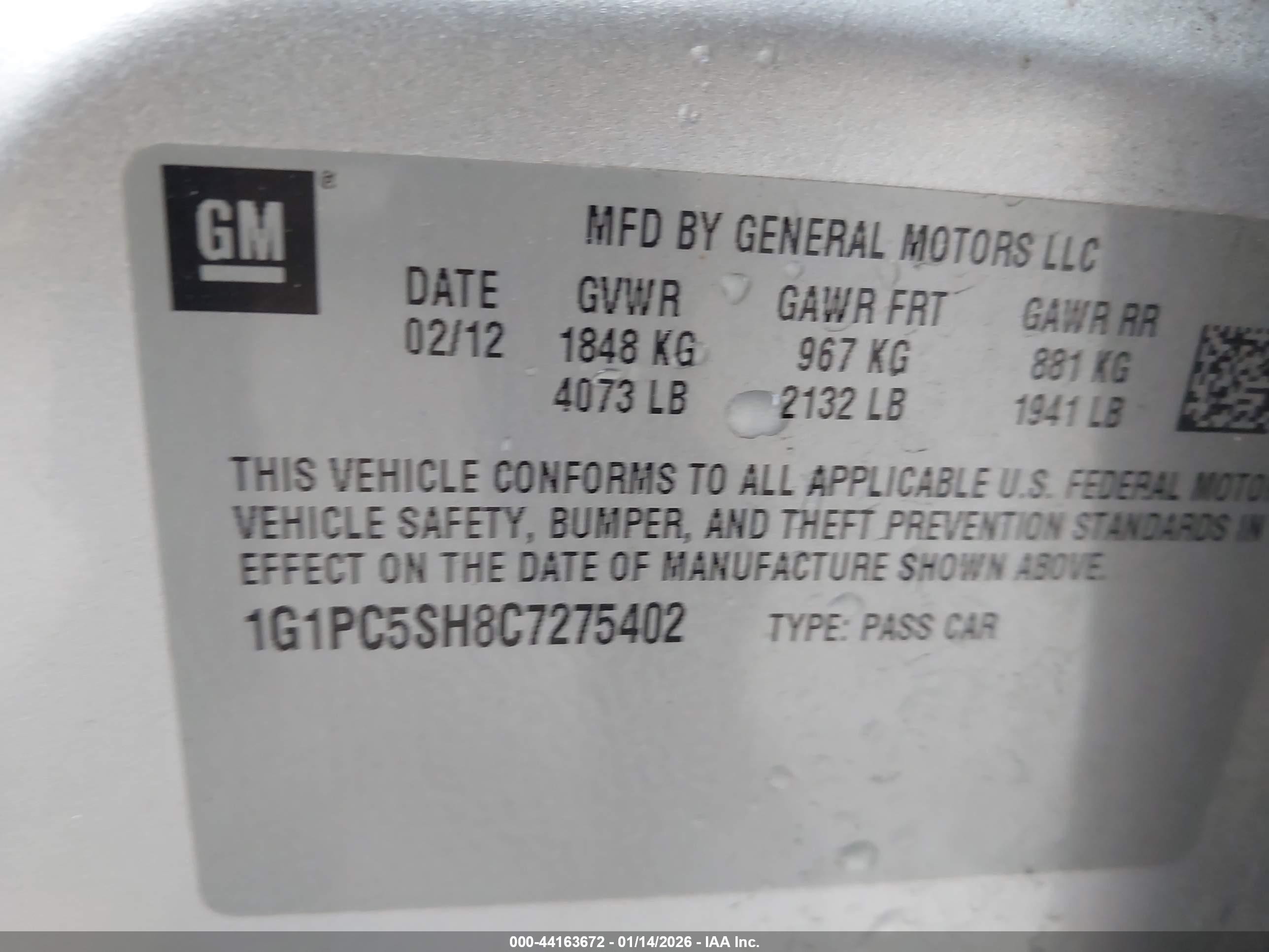 2012 Chevrolet Cruze Ls Silver vin: 1G1PC5SH8C7275402
