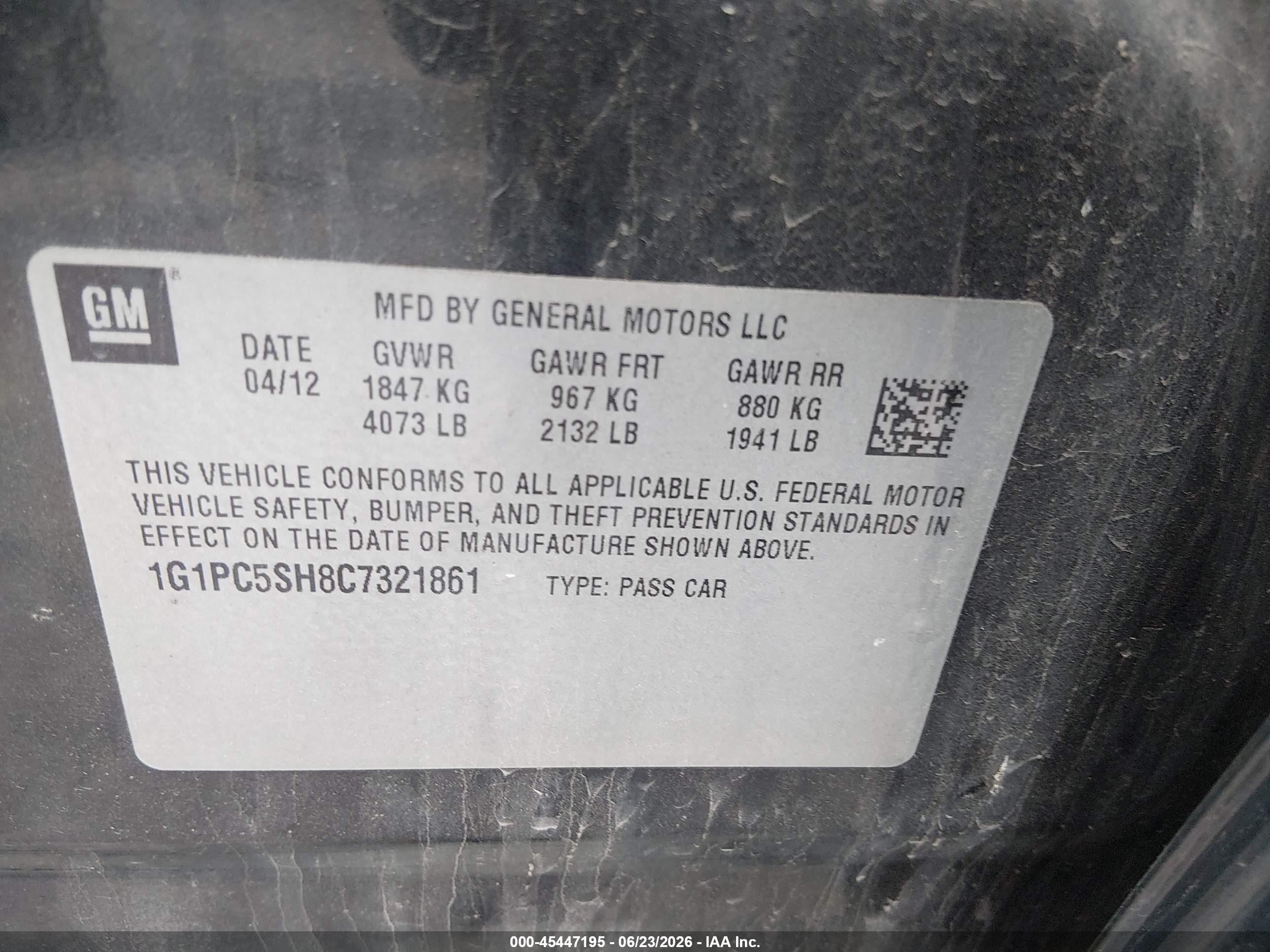 2012 Chevrolet Cruze Ls Black vin: 1G1PC5SH8C7321861