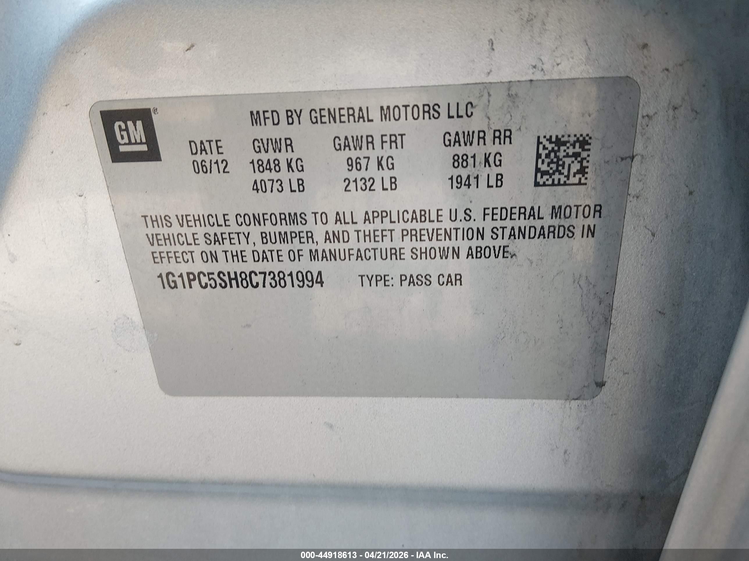 2012 Chevrolet Cruze Ls Silver vin: 1G1PC5SH8C7381994
