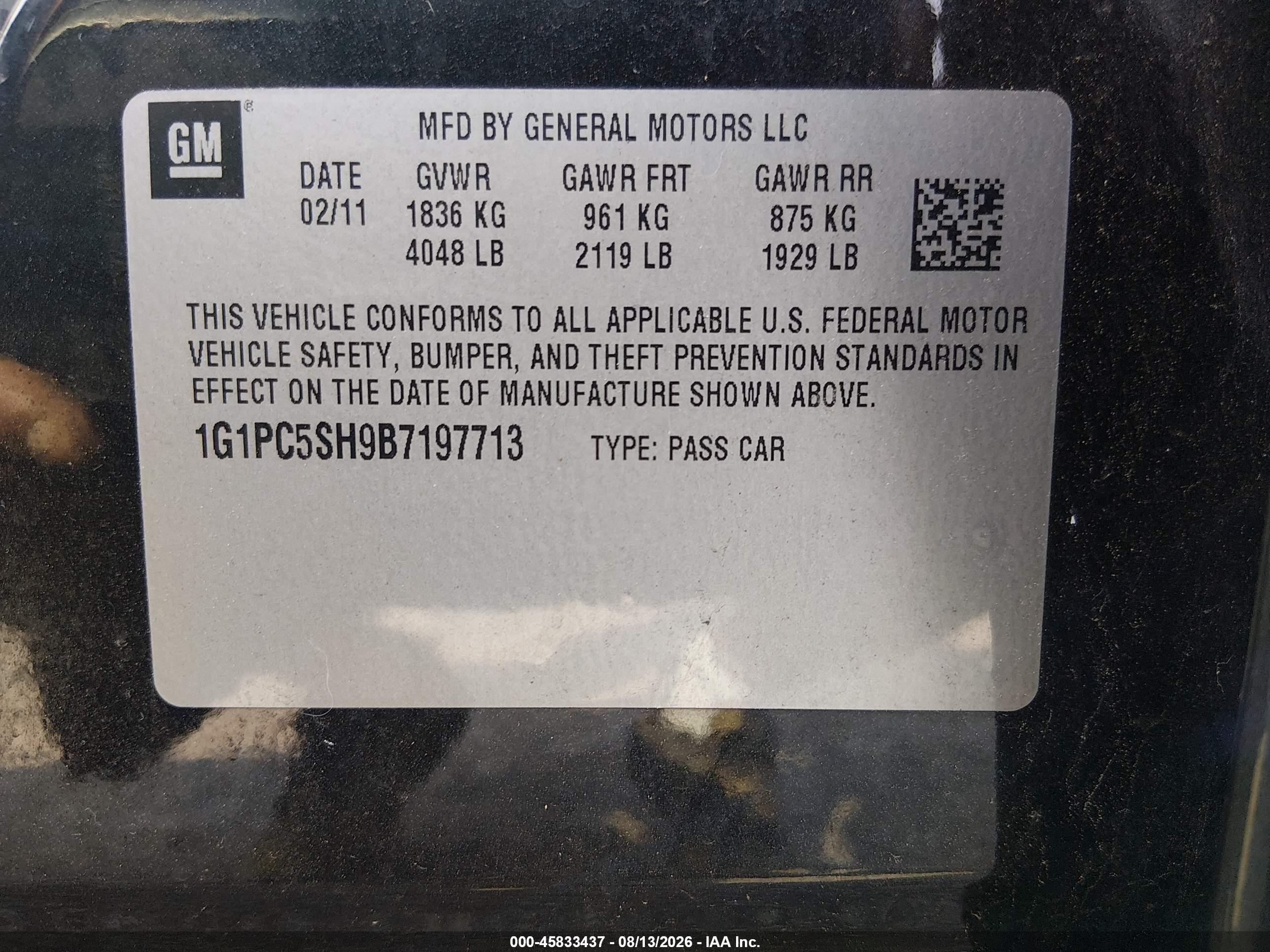 2011 Chevrolet Cruze Ls Black vin: 1G1PC5SH9B7197713