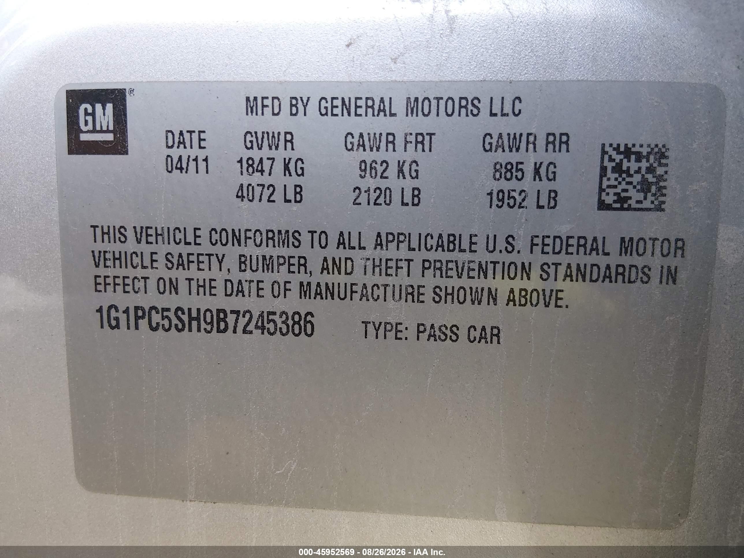 2011 Chevrolet Cruze Ls Silver vin: 1G1PC5SH9B7245386