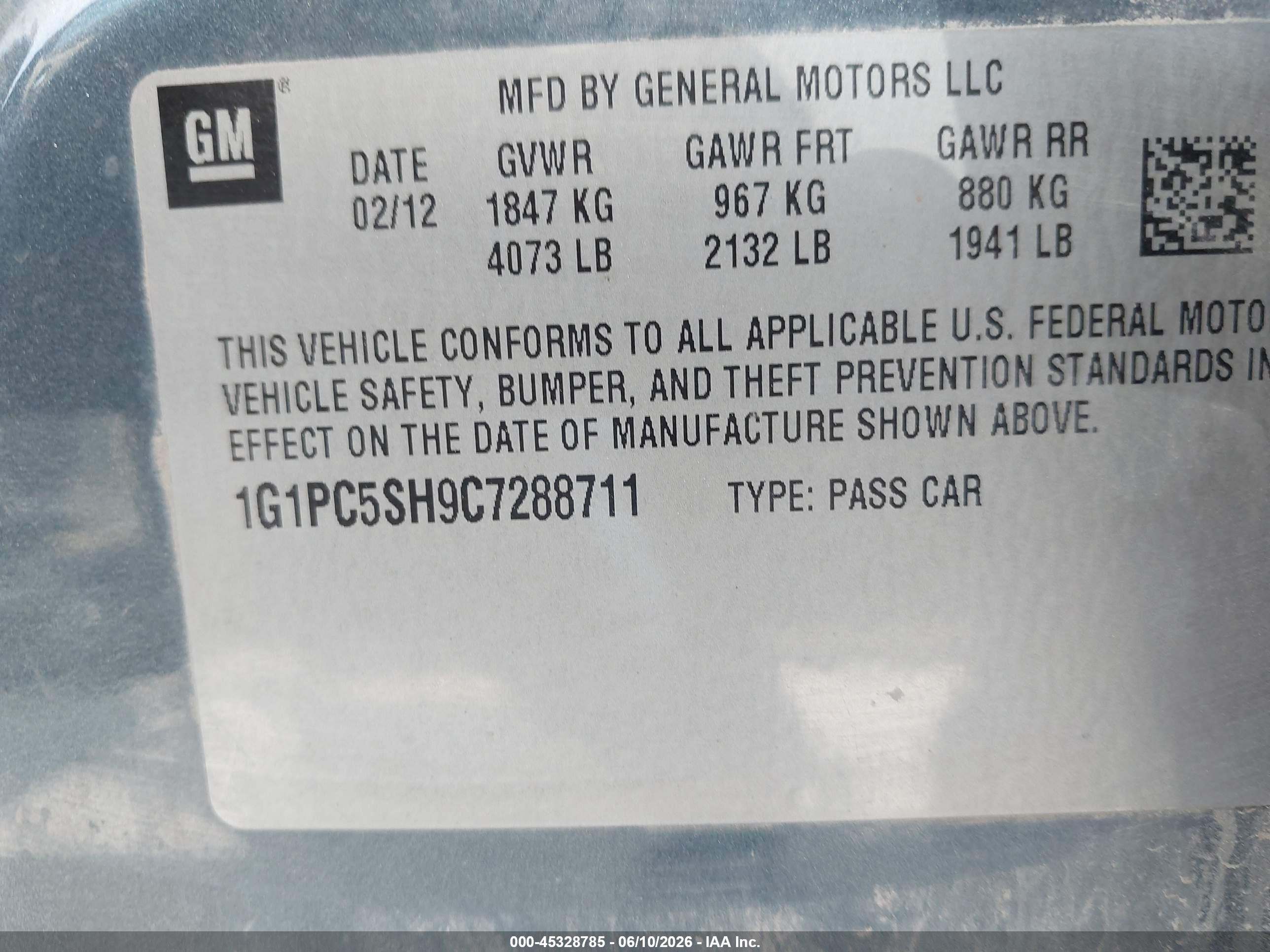 2012 Chevrolet Cruze Ls Синий vin: 1G1PC5SH9C7288711