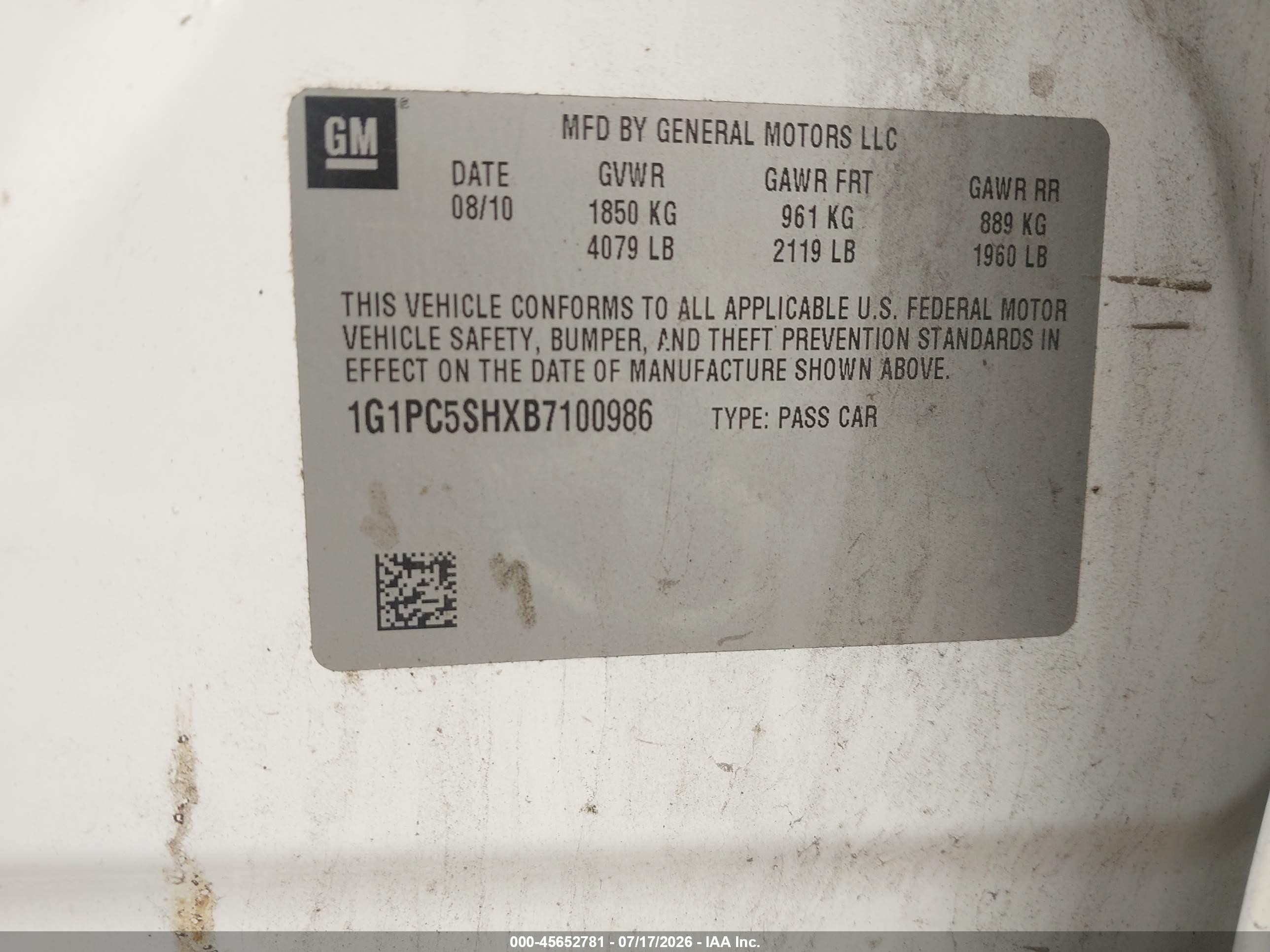 2011 Chevrolet Cruze Ls Белый vin: 1G1PC5SHXB7100986