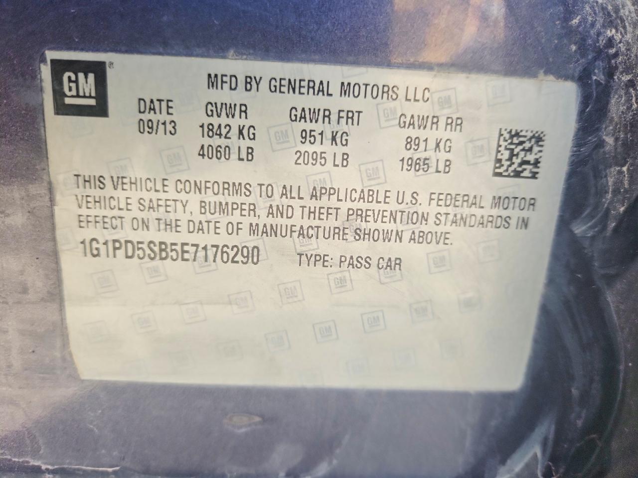 2014 Chevrolet Cruze Lt Gray vin: 1G1PD5SB5E7176290