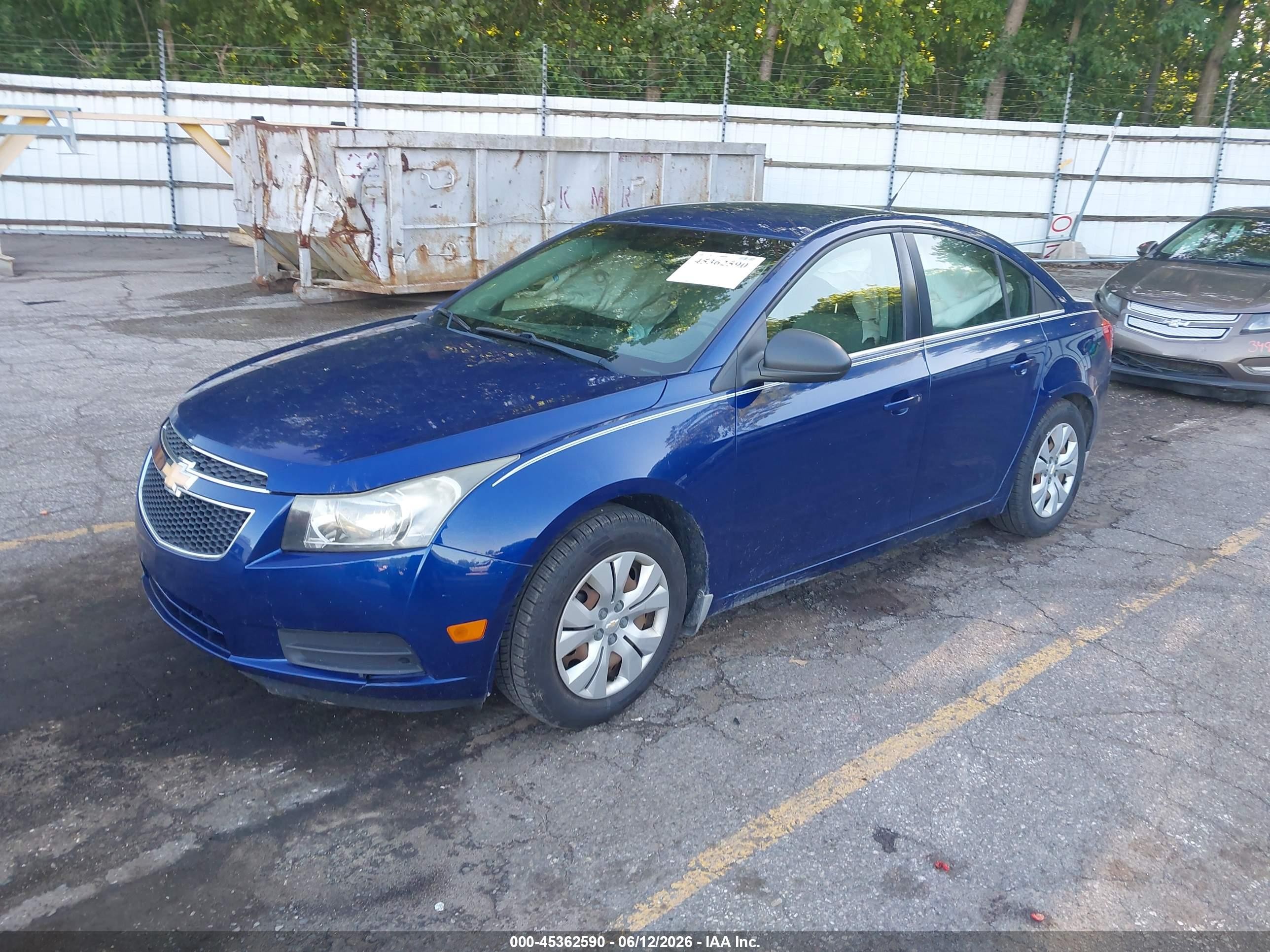 2012 Chevrolet Cruze Ls Blue vin: 1G1PD5SH1C7150254