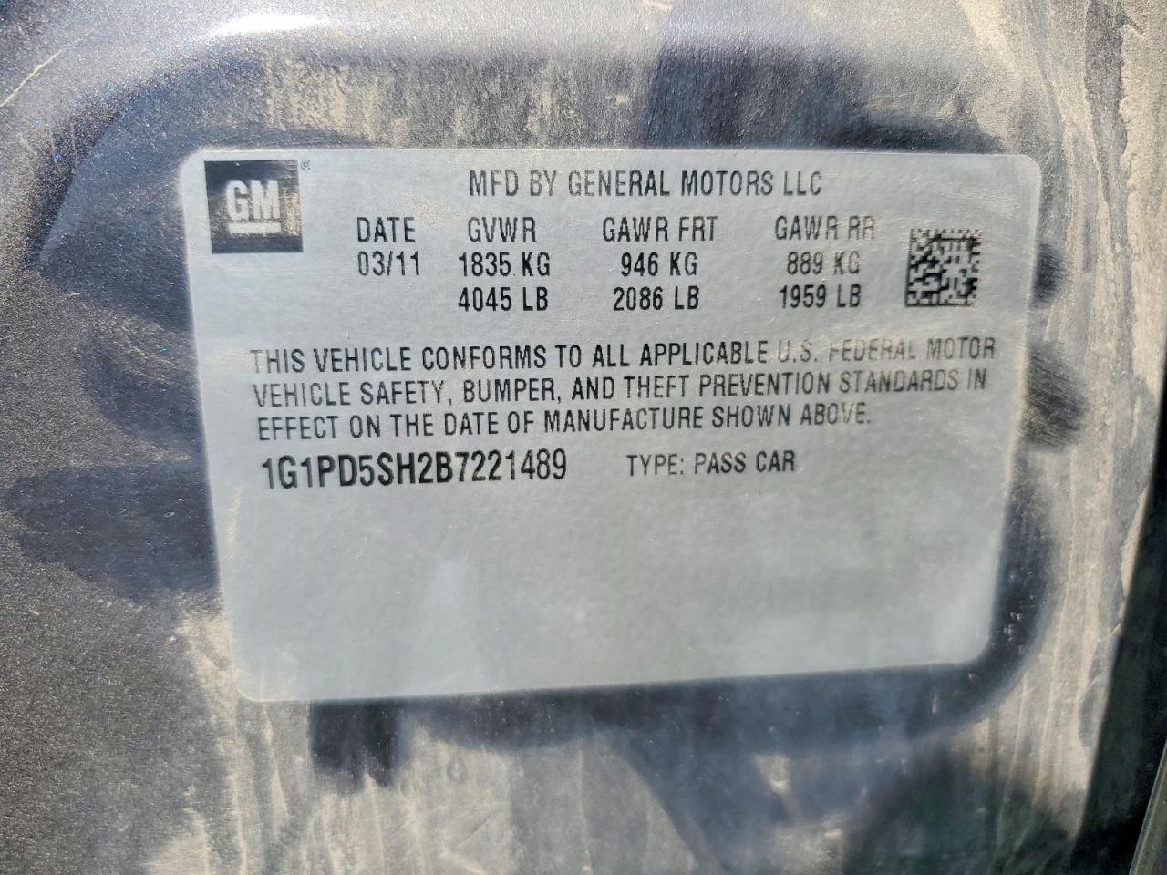 2011 Chevrolet Cruze Ls Charcoal vin: 1G1PD5SH2B7221489