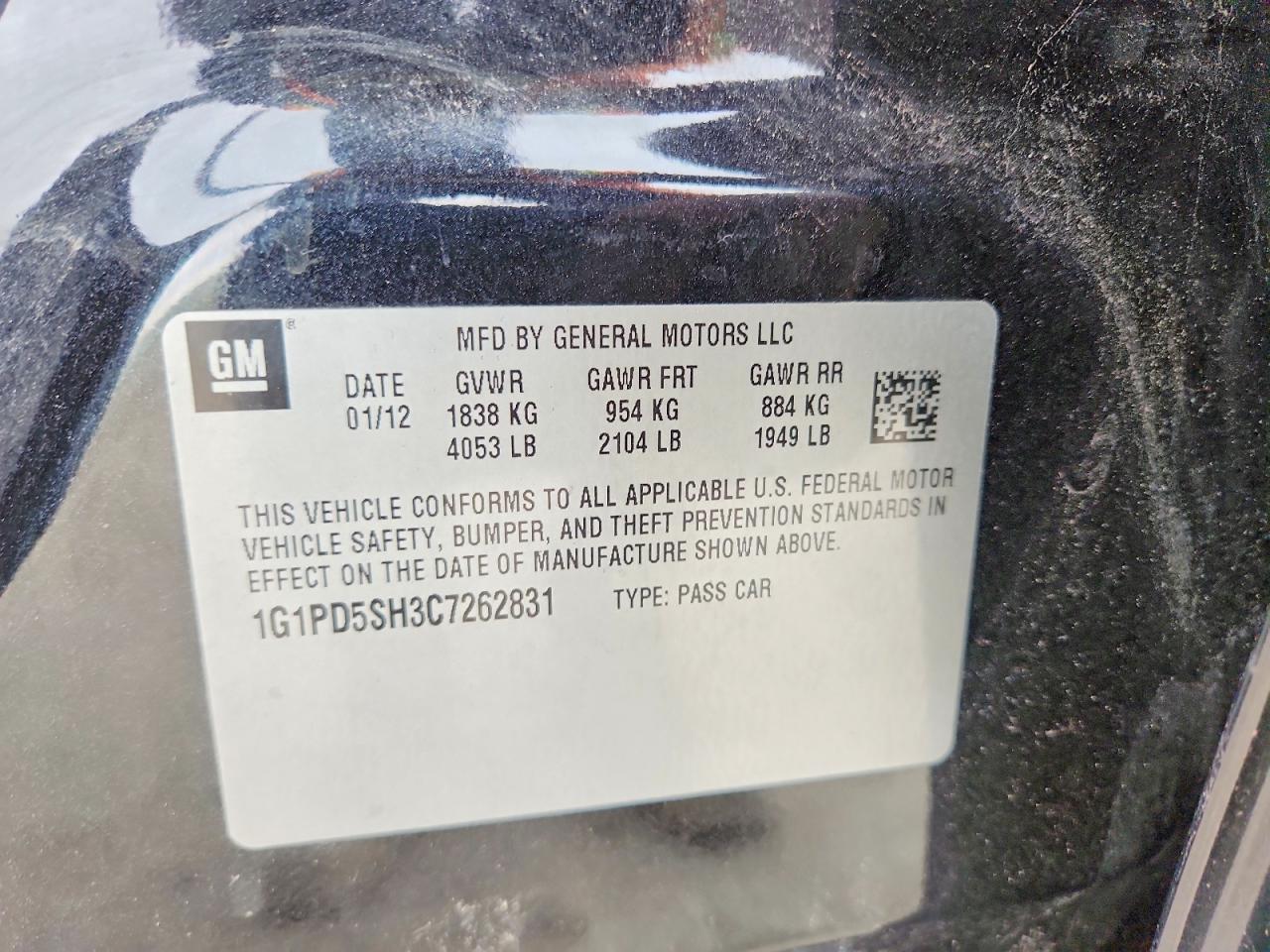 2012 Chevrolet Cruze Ls Black vin: 1G1PD5SH3C7262831