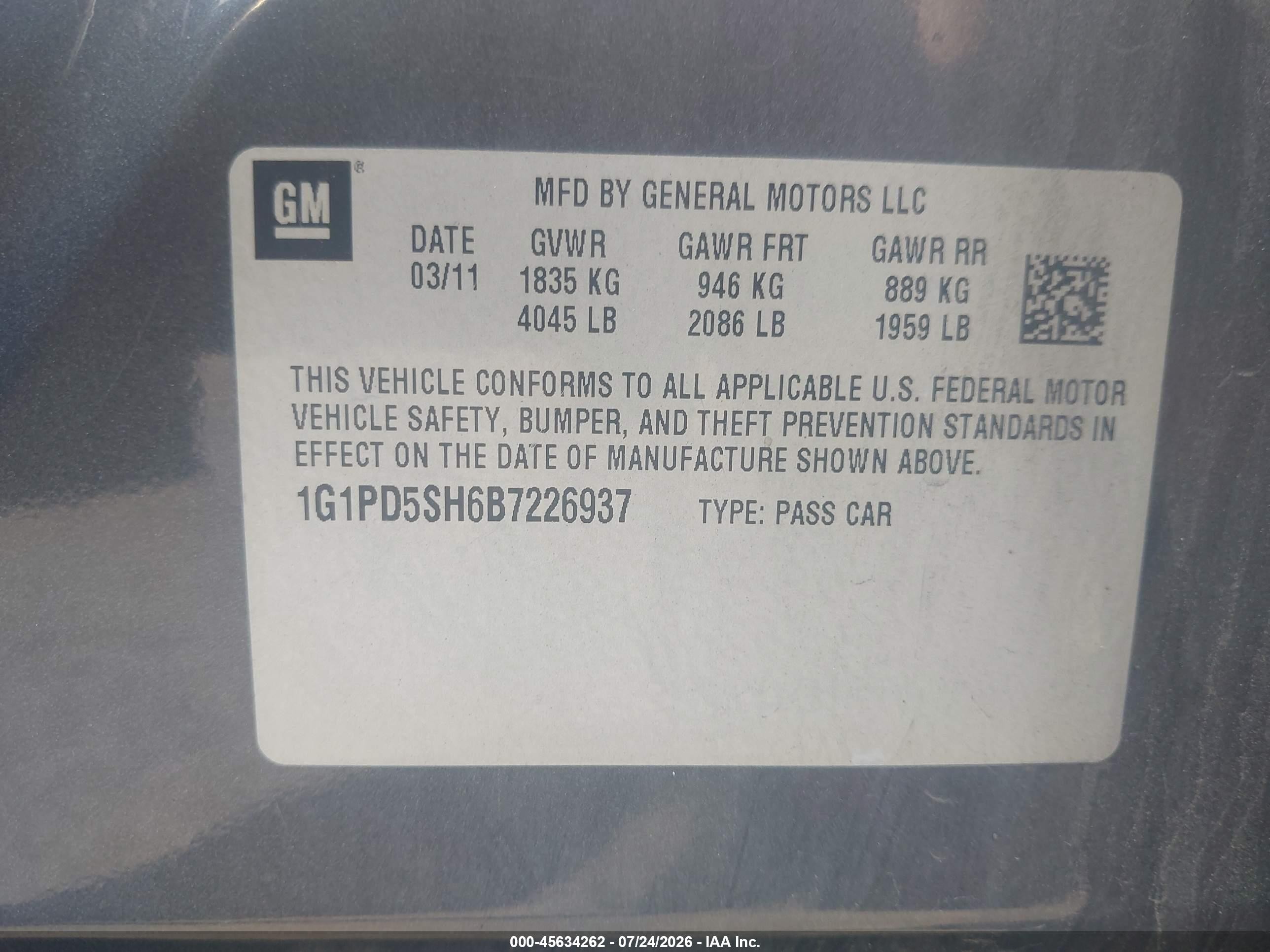 2011 Chevrolet Cruze Ls Gray vin: 1G1PD5SH6B7226937
