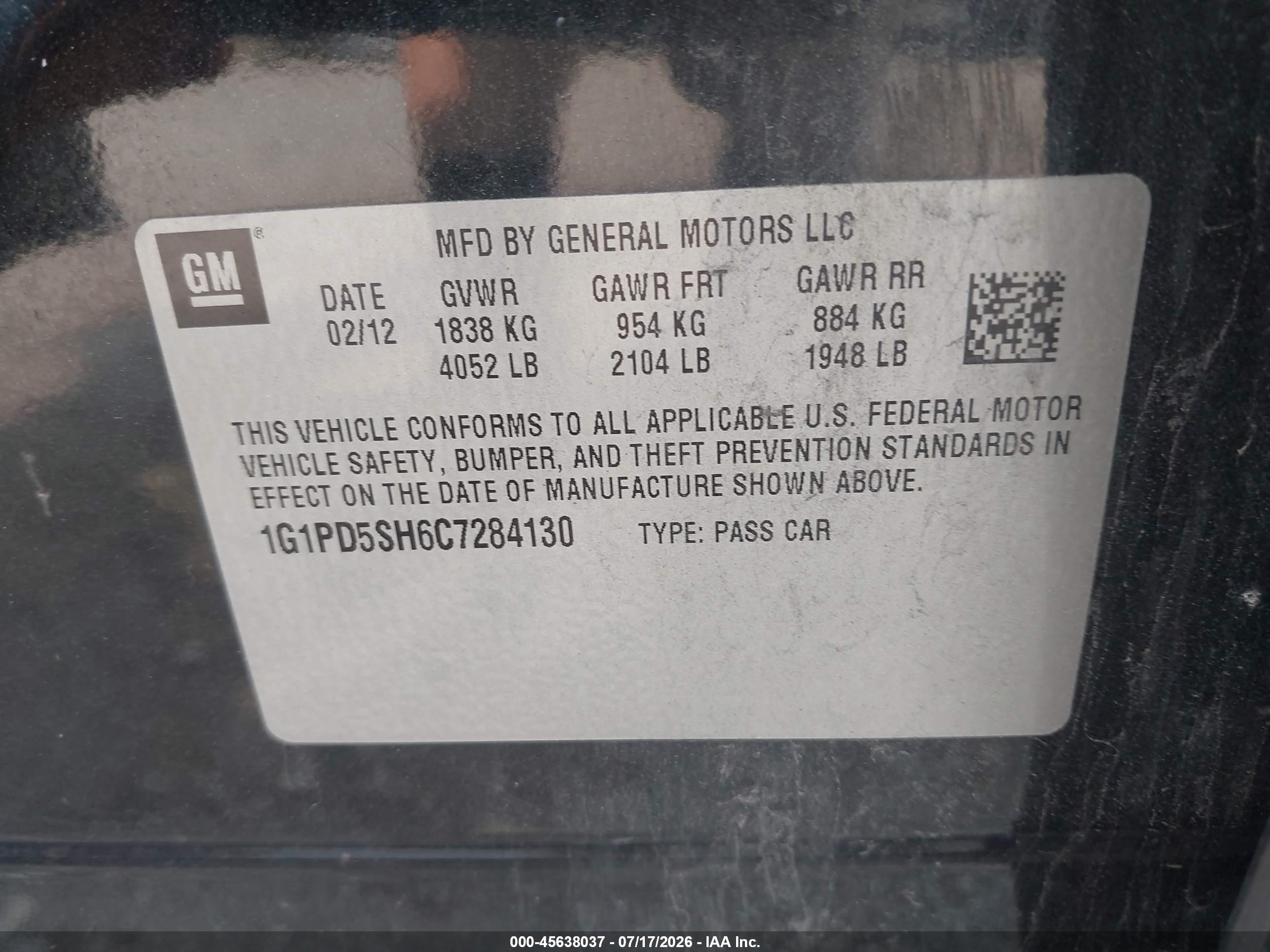 2012 Chevrolet Cruze Ls Black vin: 1G1PD5SH6C7284130