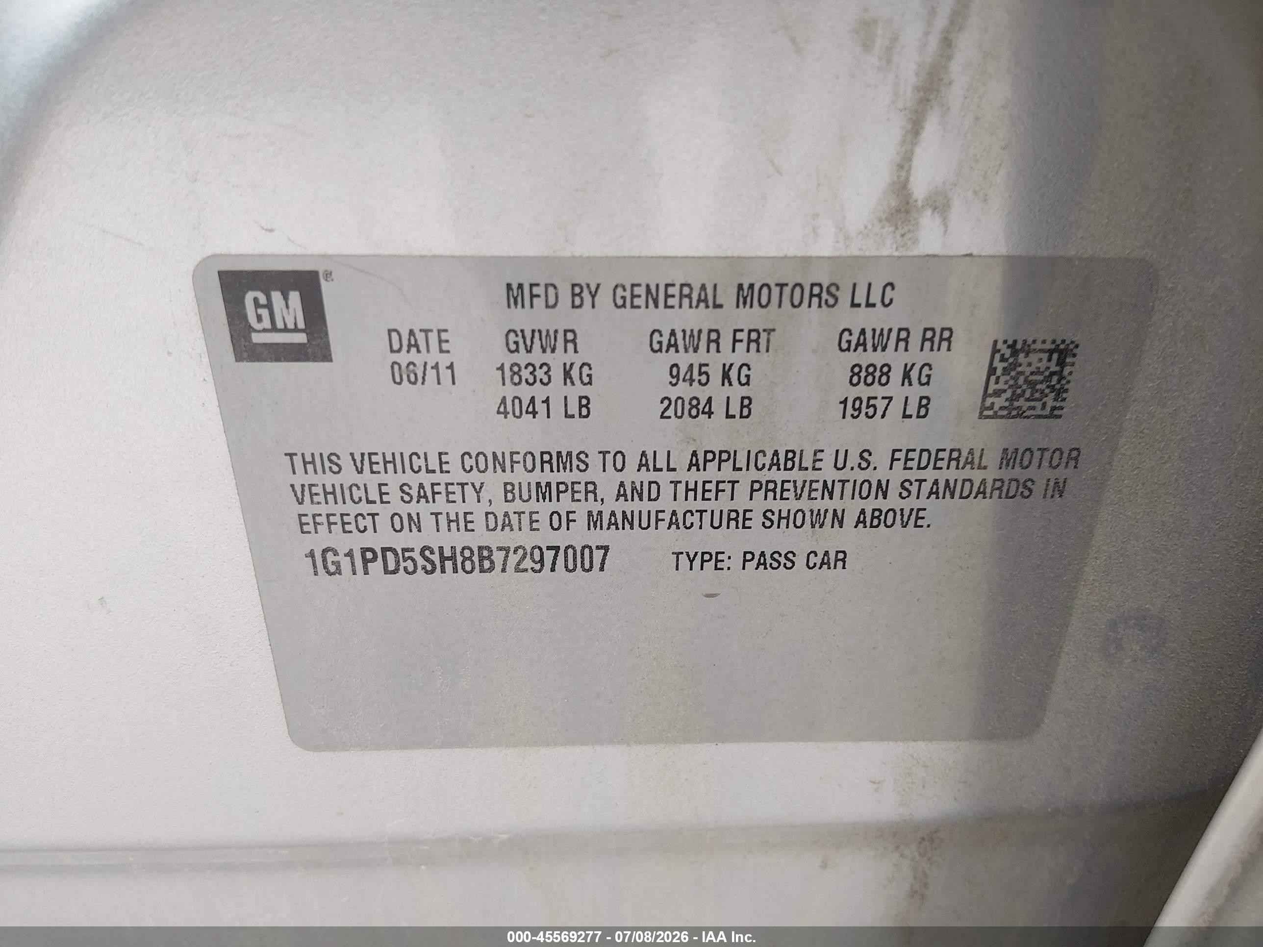 2011 Chevrolet Cruze Ls Silver vin: 1G1PD5SH8B7297007
