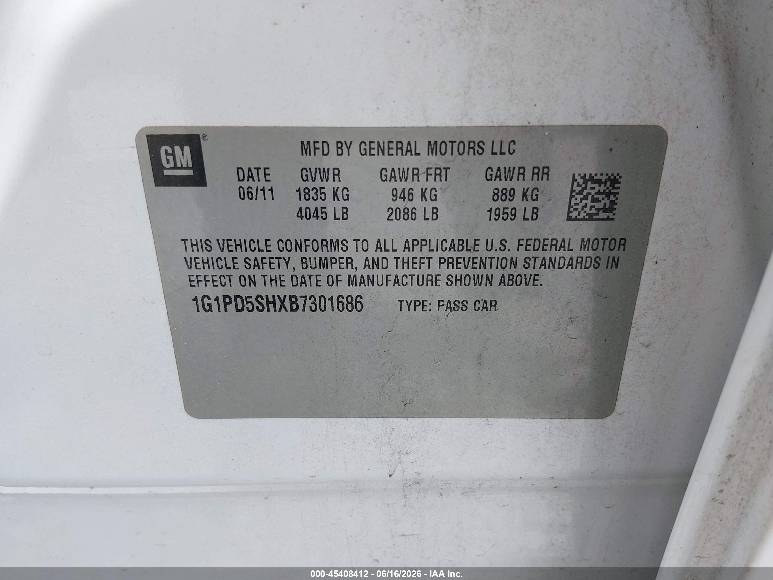 2011 Chevrolet Cruze Ls White vin: 1G1PD5SHXB7301686