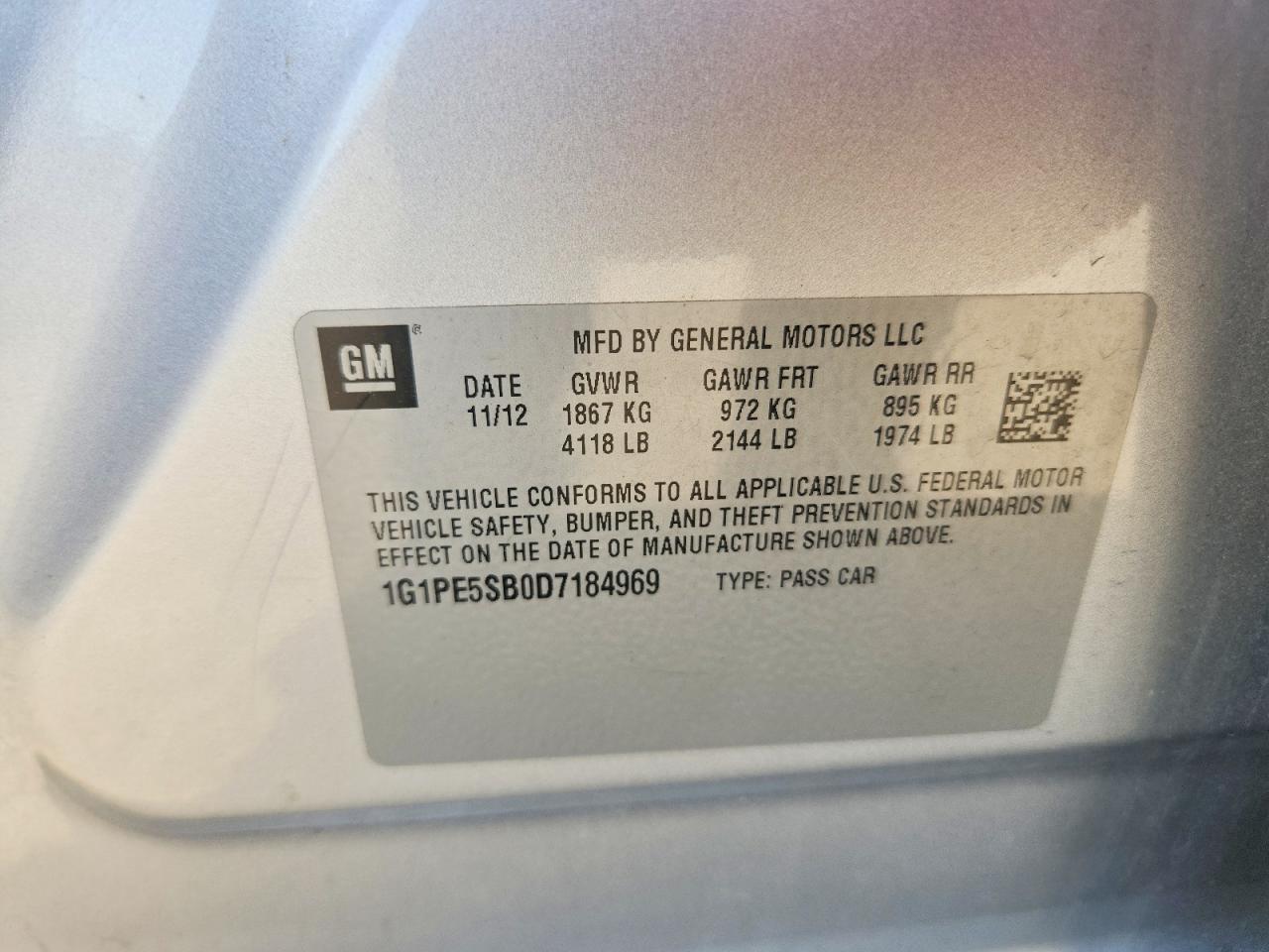 2013 Chevrolet Cruze Lt Silver vin: 1G1PE5SB0D7184969