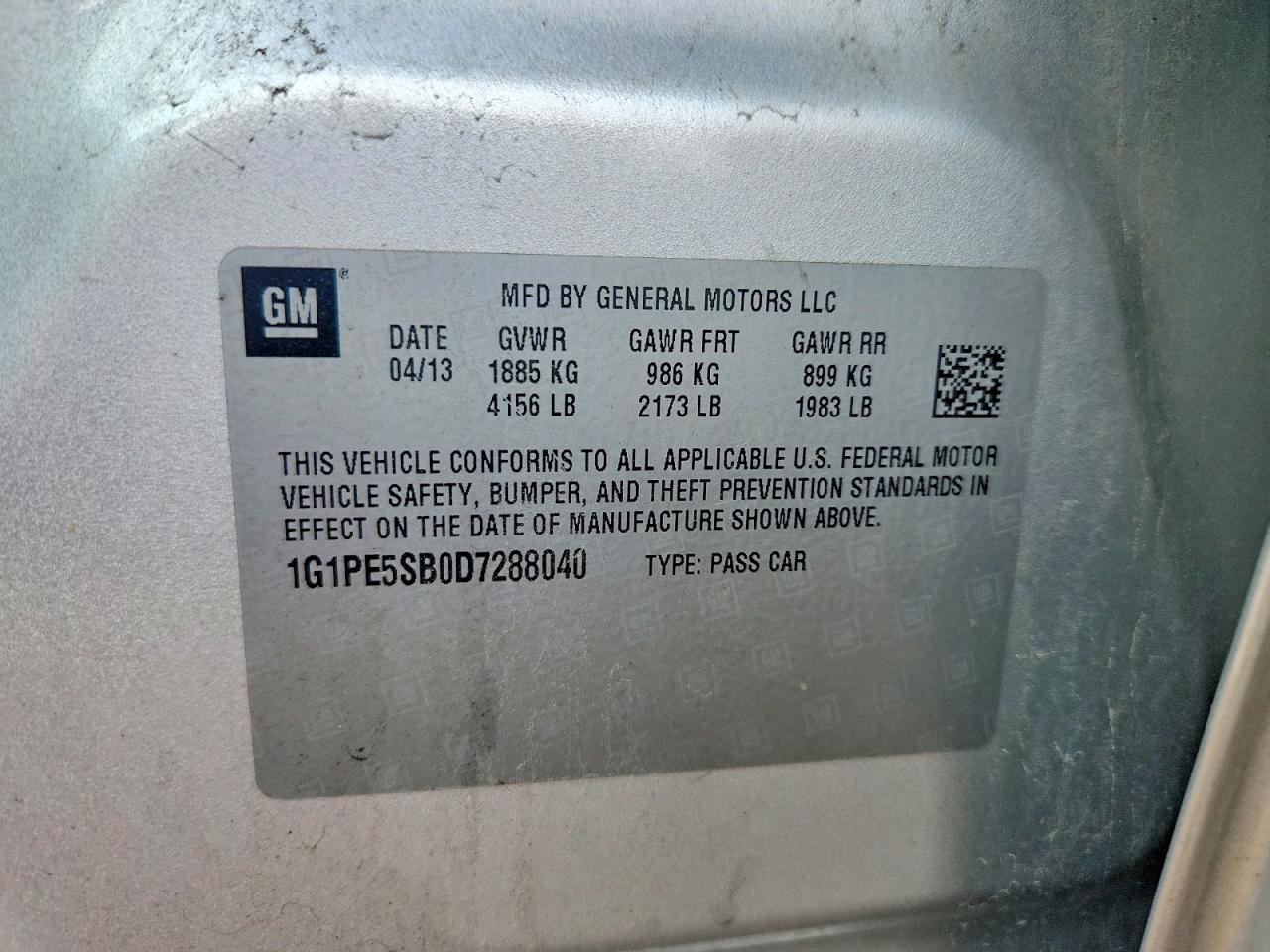 2013 Chevrolet Cruze Lt Silver vin: 1G1PE5SB0D7288040
