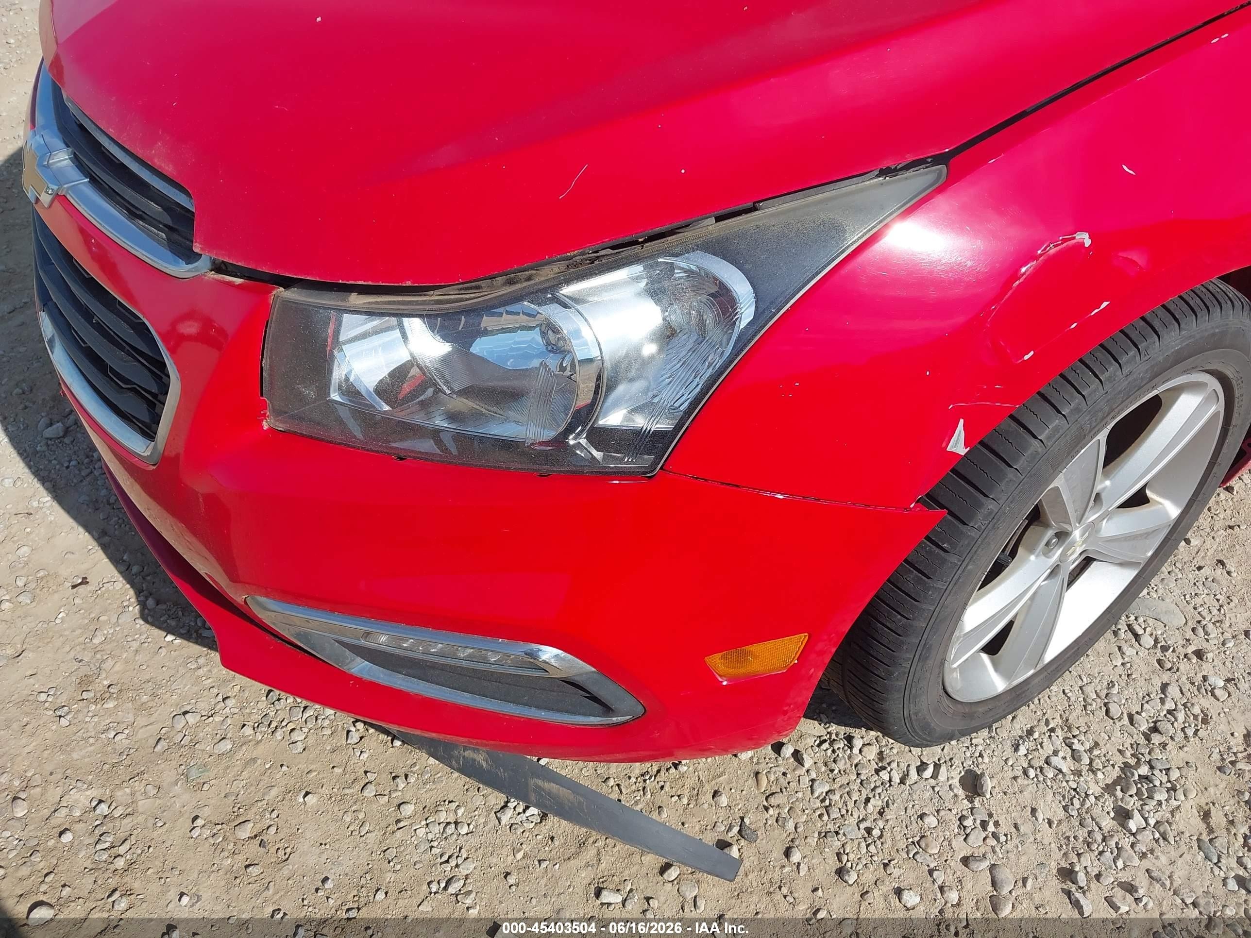 2015 Chevrolet Cruze 2lt Auto Red vin: 1G1PE5SB0F7241061