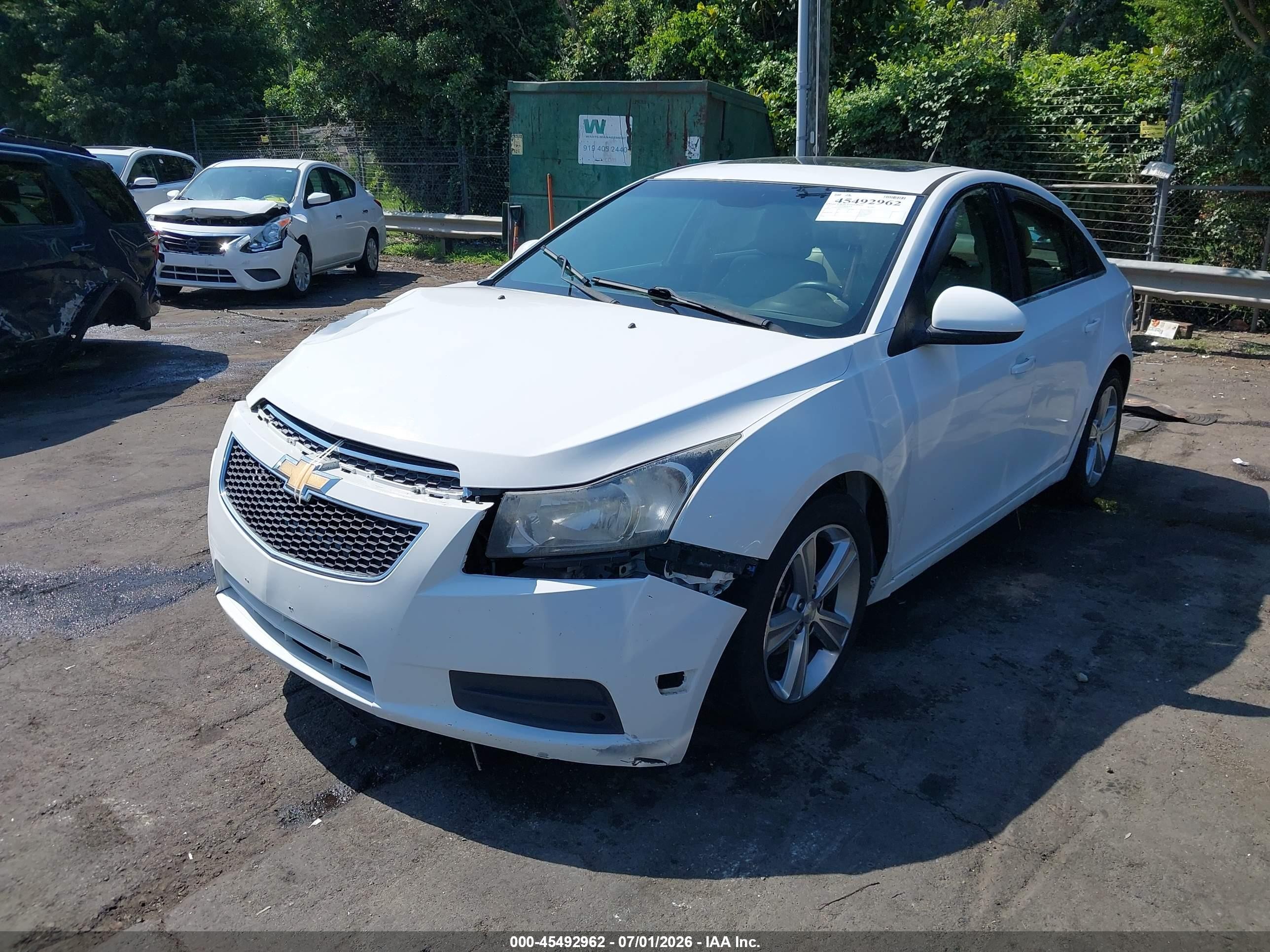 2013 Chevrolet Cruze 2lt Auto White vin: 1G1PE5SB1D7139376