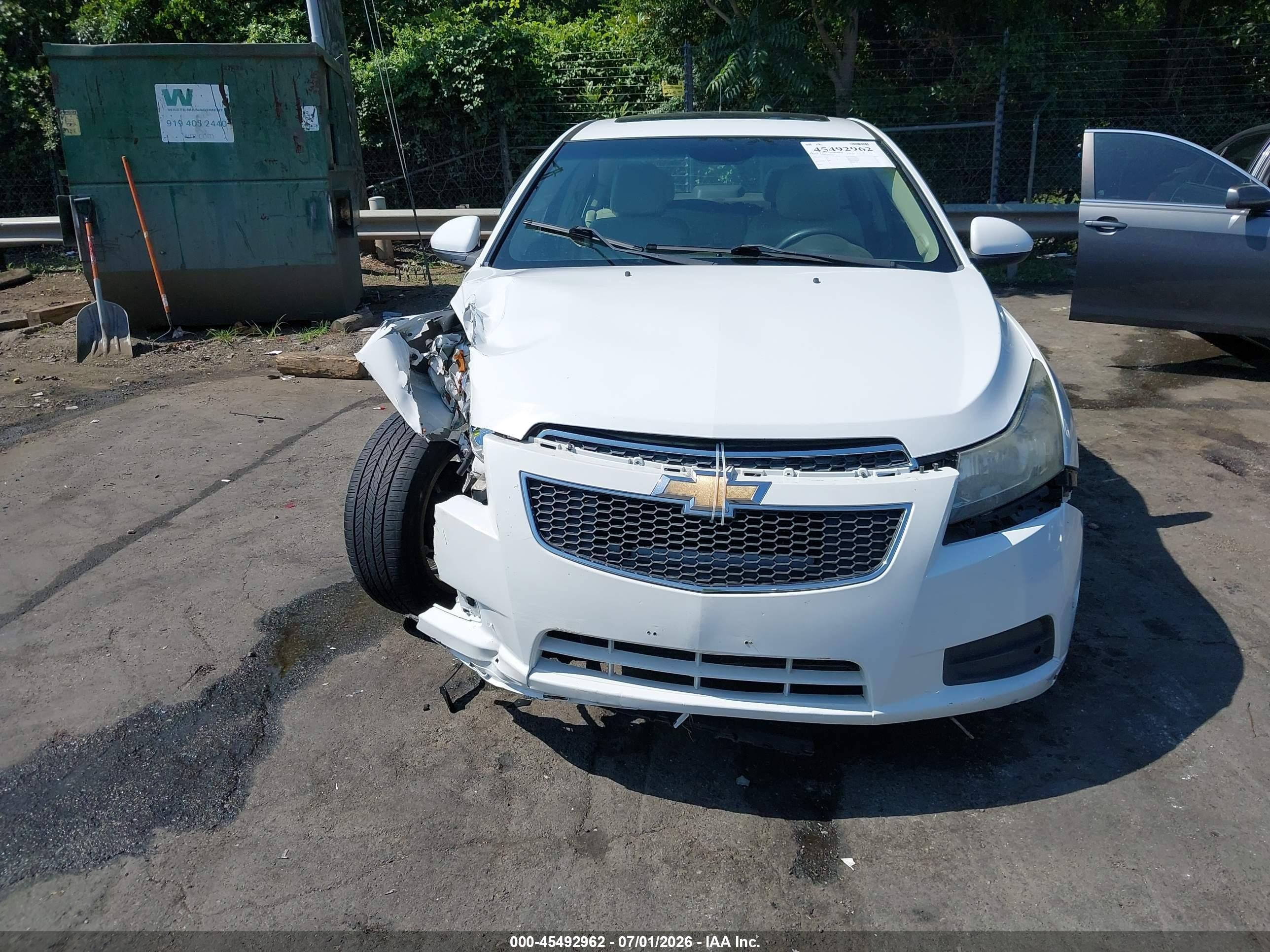 2013 Chevrolet Cruze 2lt Auto White vin: 1G1PE5SB1D7139376