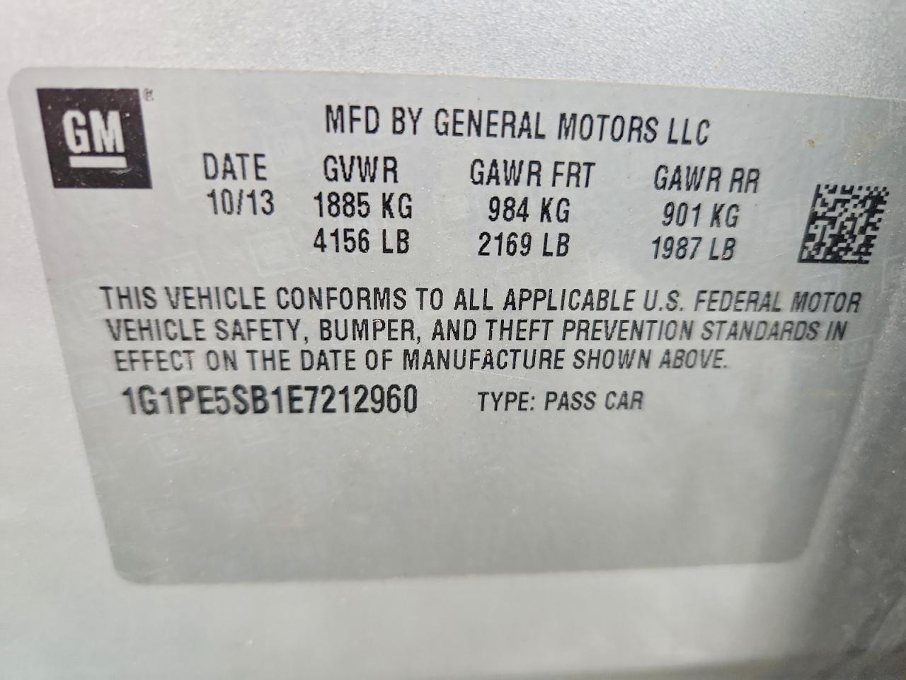 2014 Chevrolet Cruze Lt Silver vin: 1G1PE5SB1E7212960