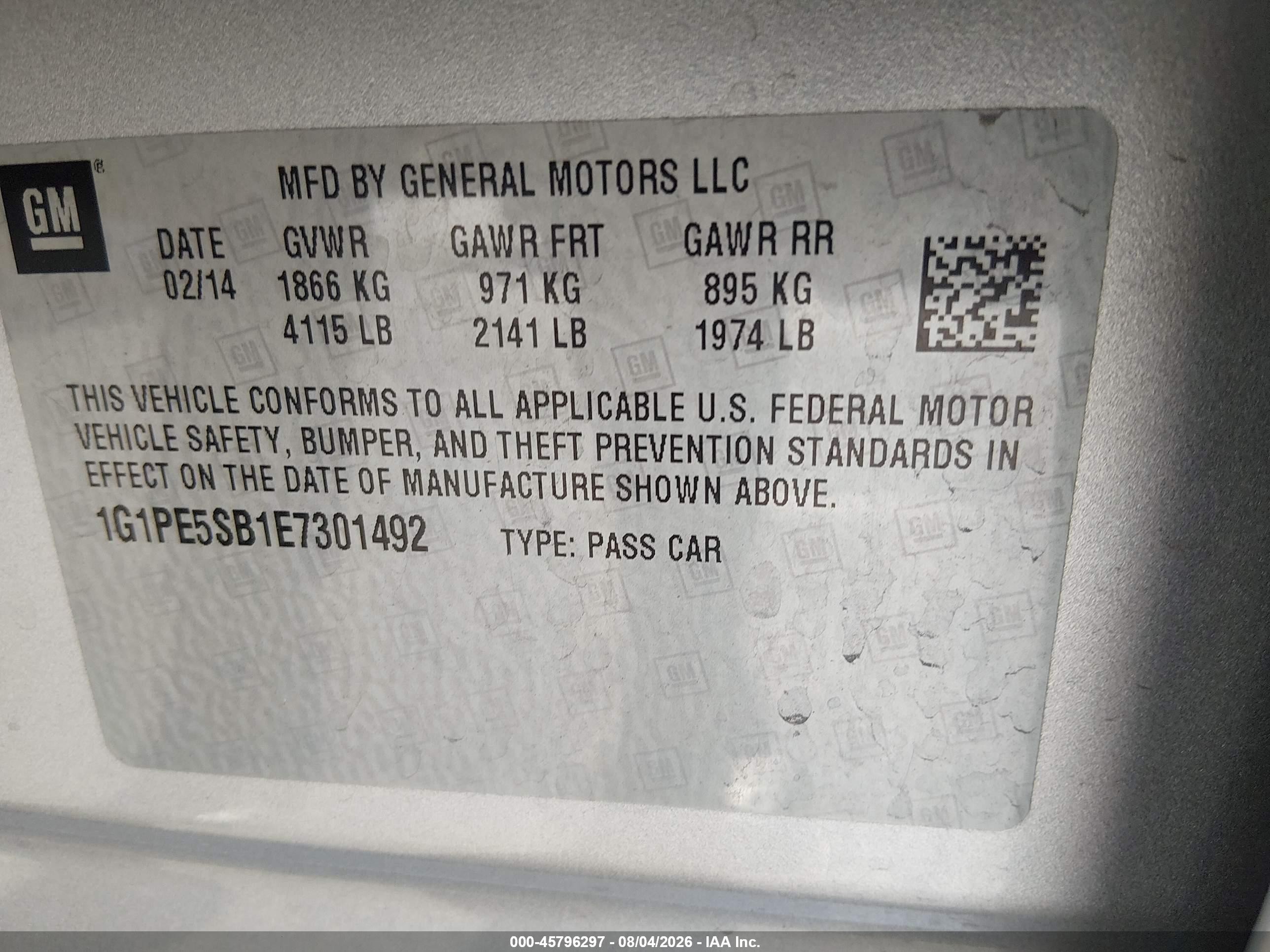 2014 Chevrolet Cruze 2lt Auto Silver vin: 1G1PE5SB1E7301492