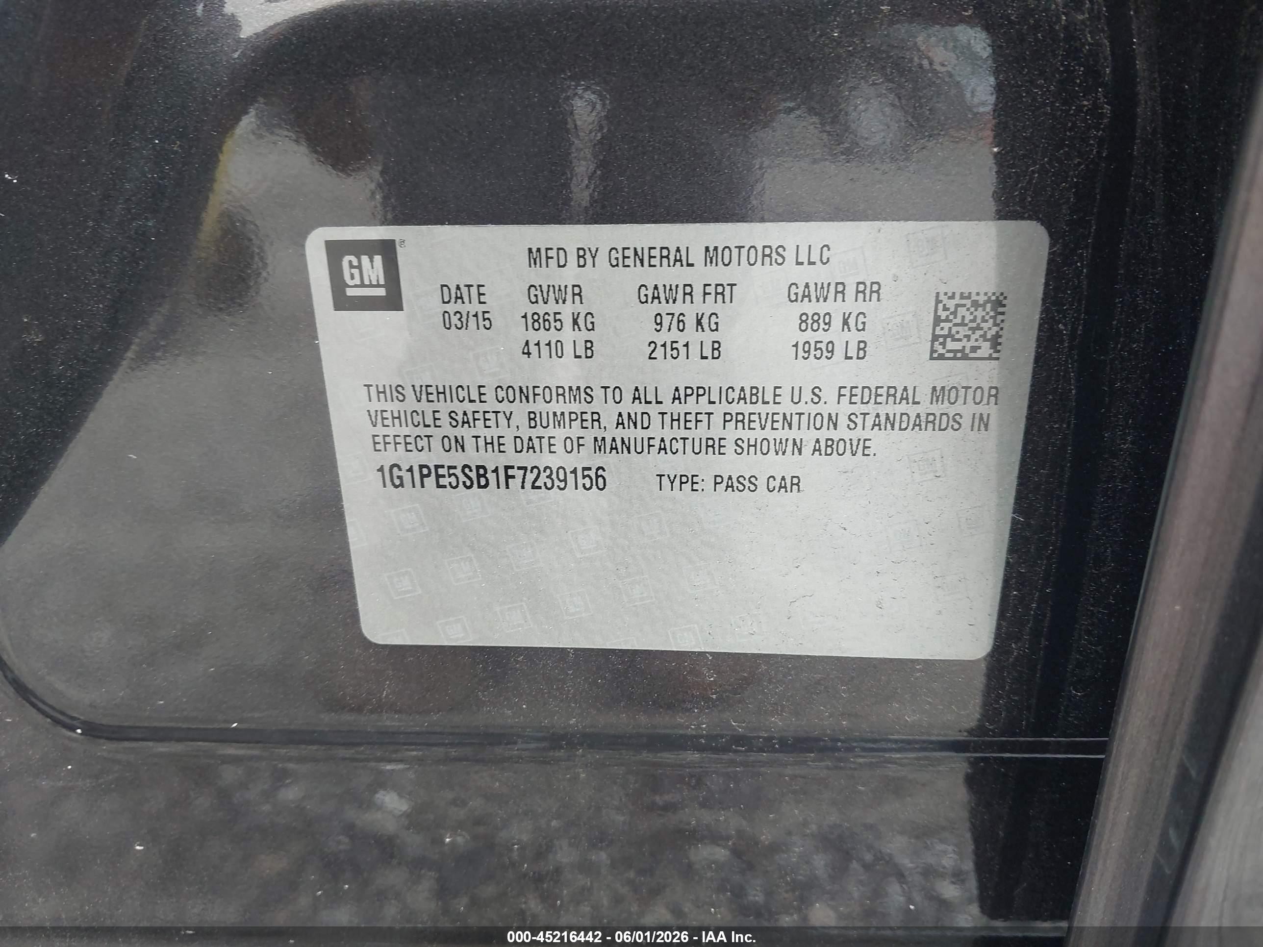 2015 Chevrolet Cruze 2lt Auto Gray vin: 1G1PE5SB1F7239156