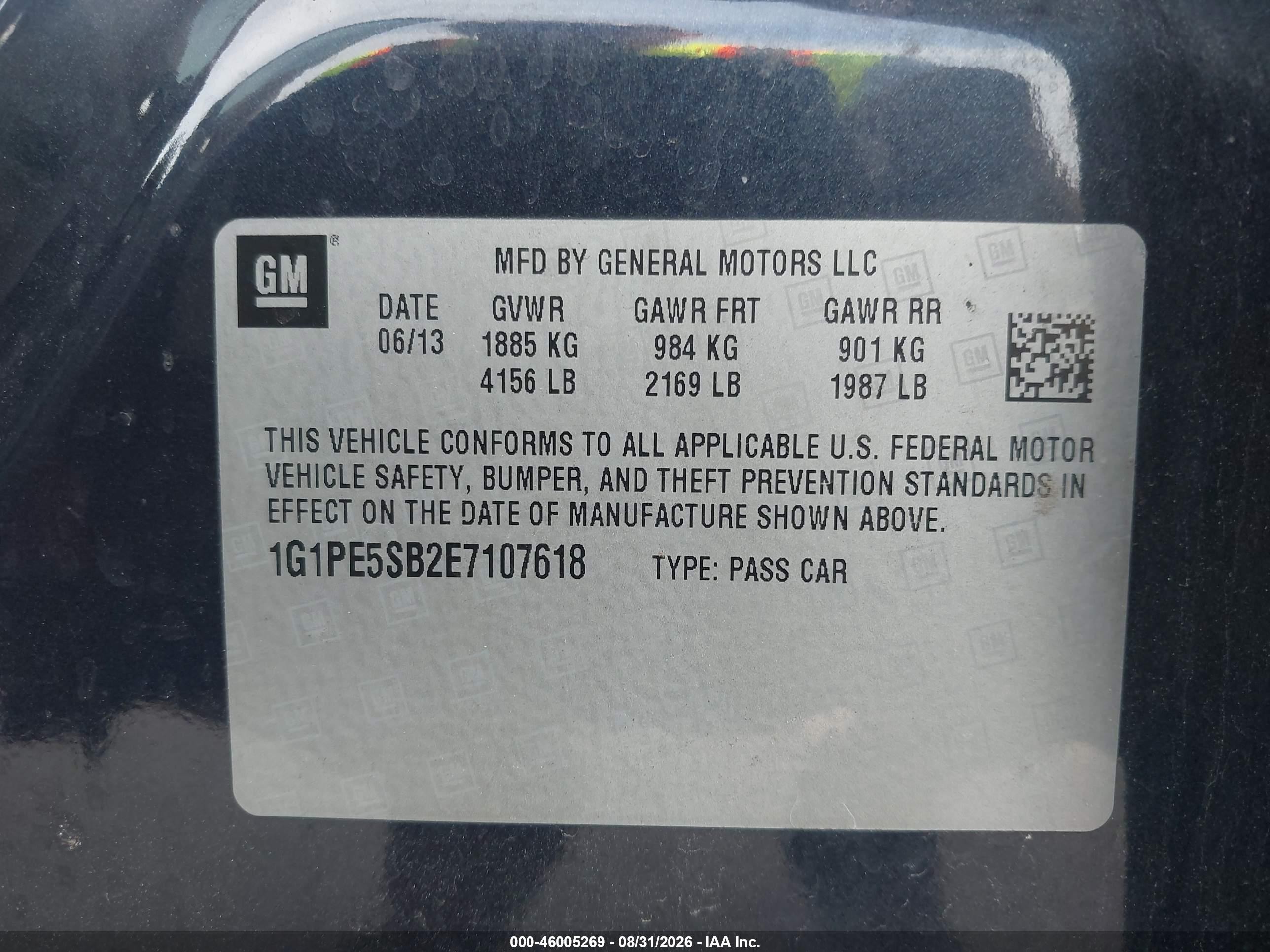 2014 Chevrolet Cruze 2lt Auto Черный vin: 1G1PE5SB2E7107618