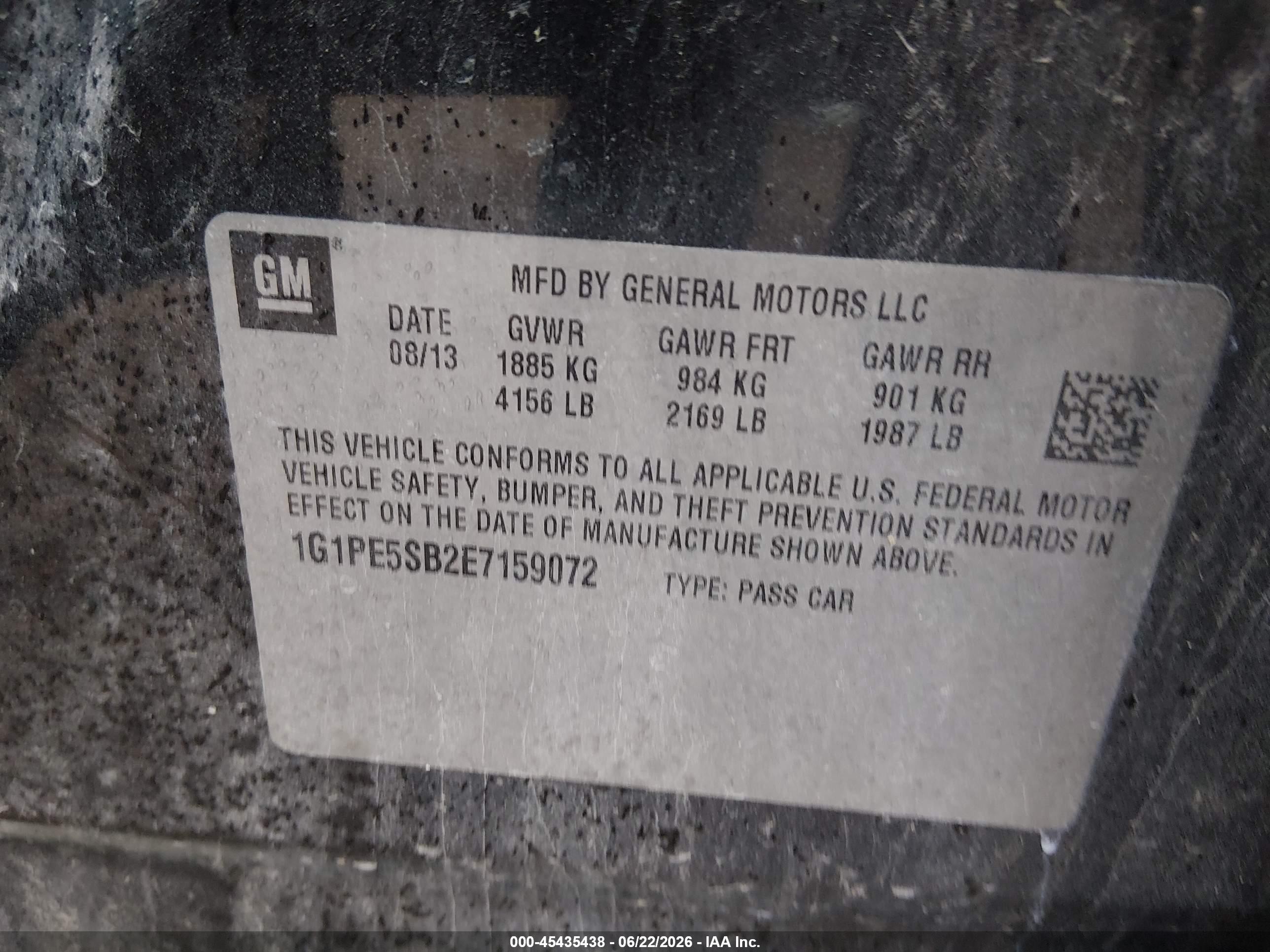 2014 Chevrolet Cruze 2lt Auto Black vin: 1G1PE5SB2E7159072
