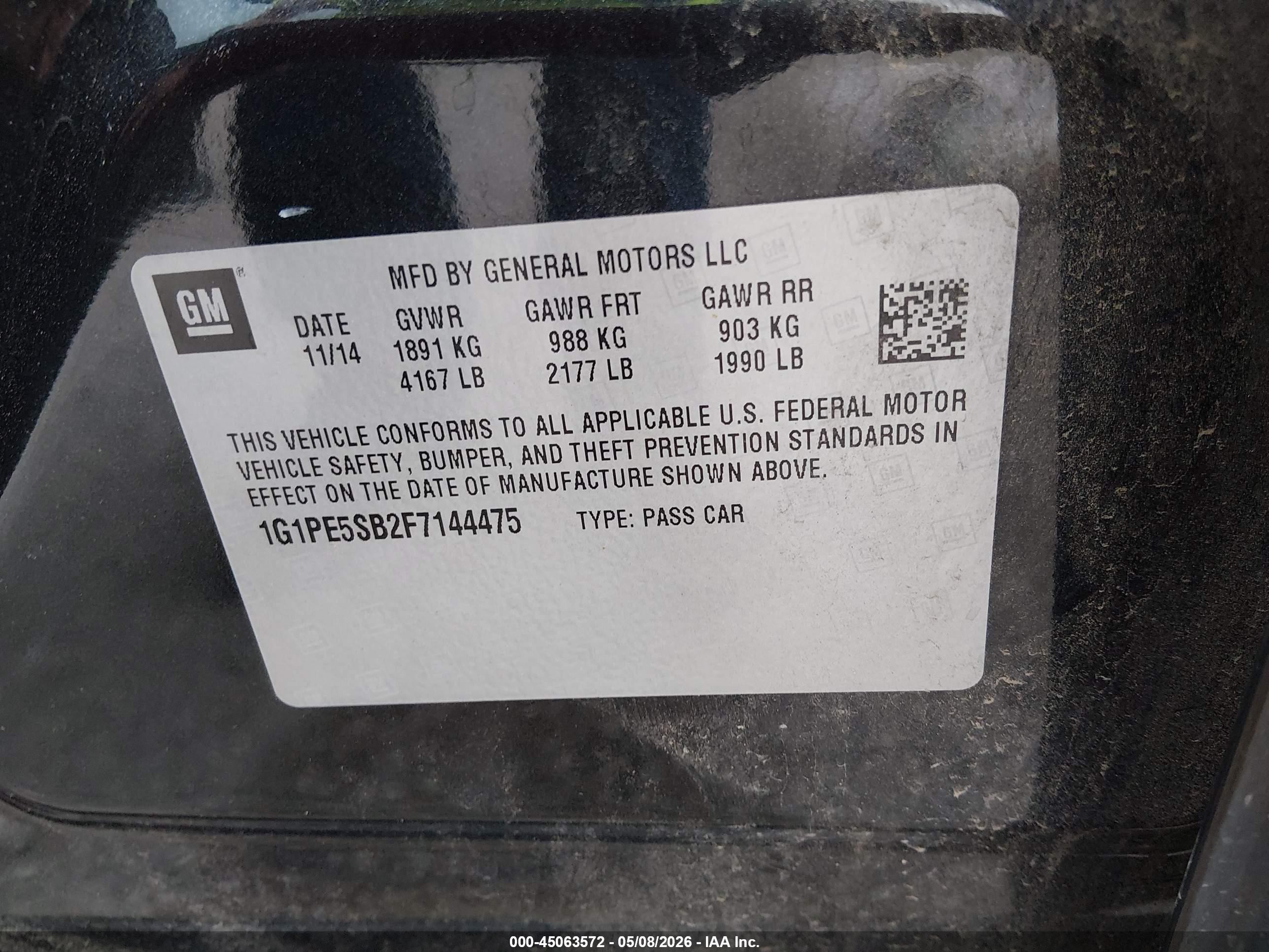 2015 Chevrolet Cruze 2lt Auto Black vin: 1G1PE5SB2F7144475